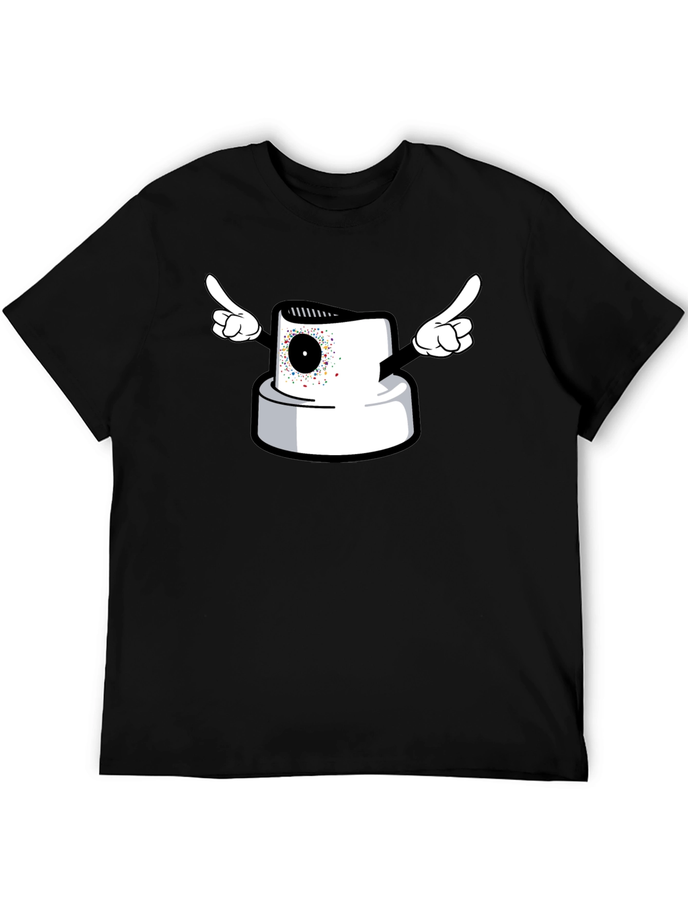 Spray Paint Cap Cartoon Graphic T-Shirt