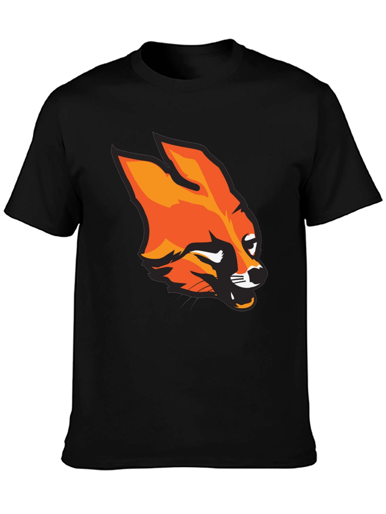 Mens Black T-Shirt with Bold Fox Graphic