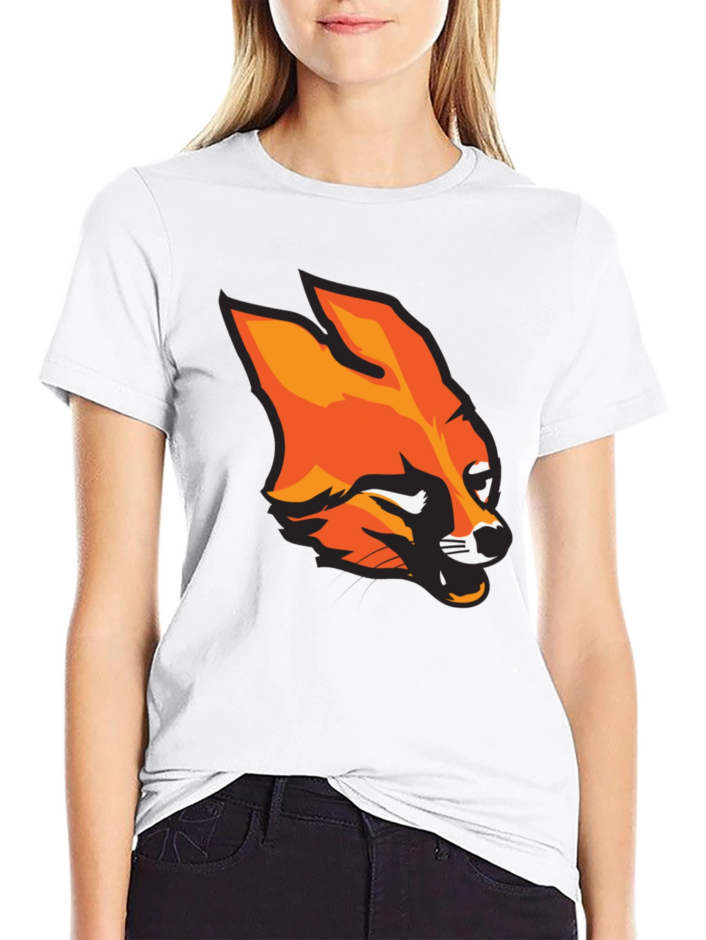 Mens Black T-Shirt with Bold Fox Graphic