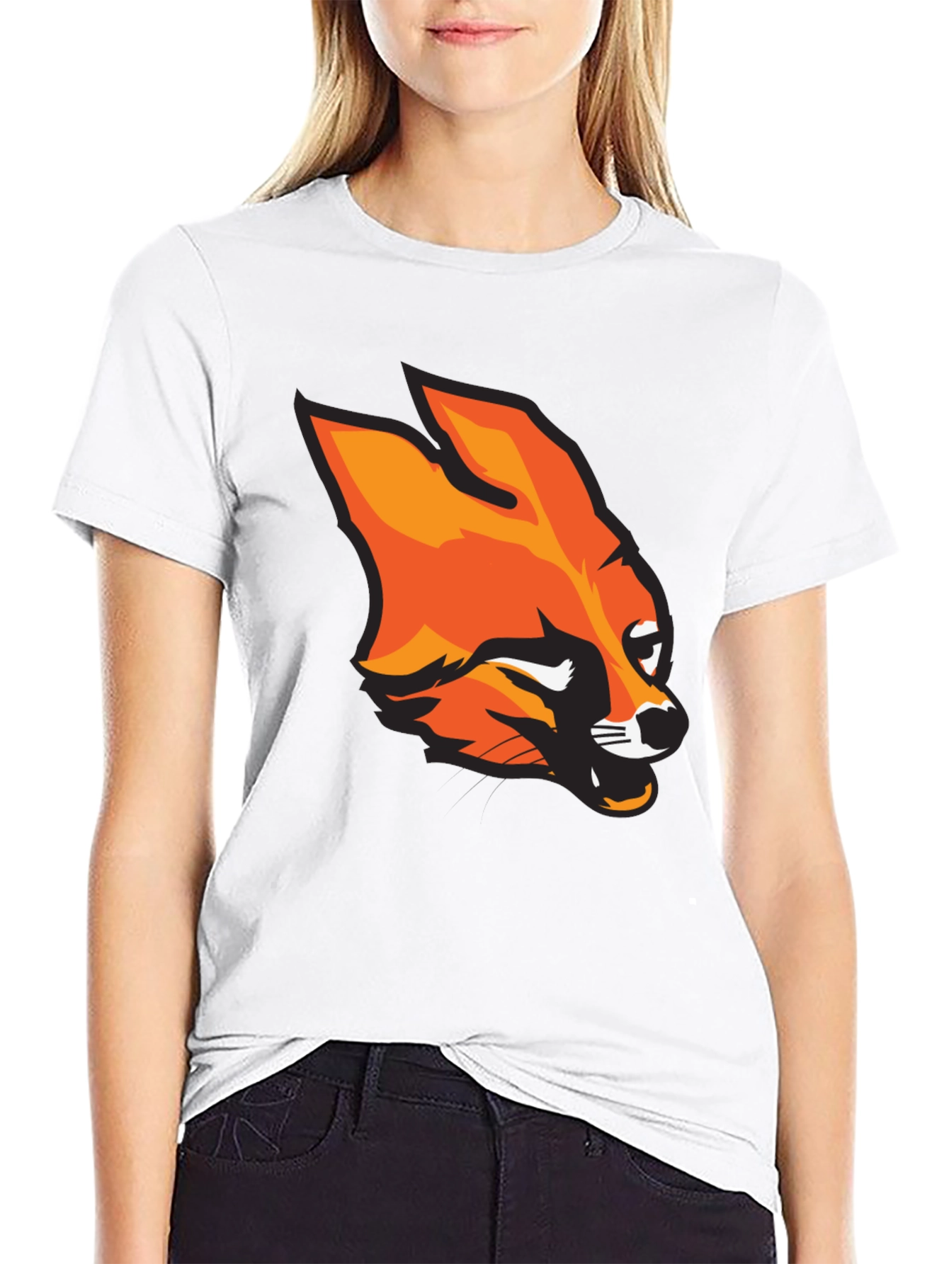 Mens Black T-Shirt with Bold Fox Graphic