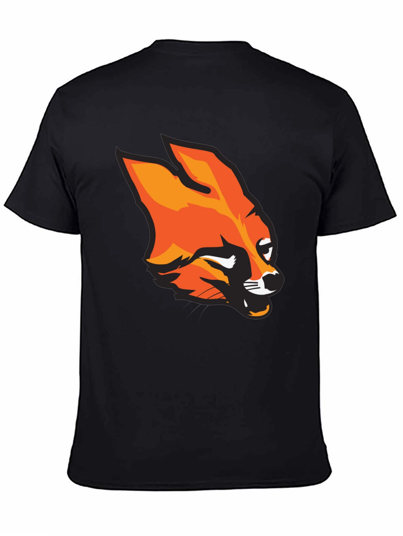 Mens Black T-Shirt with Bold Fox Graphic