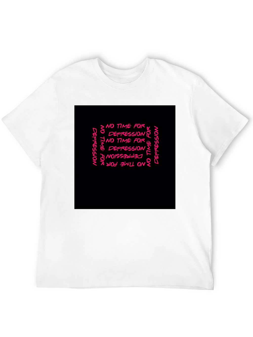 Edgy No Time For Depression Black Graphic T-Shirt