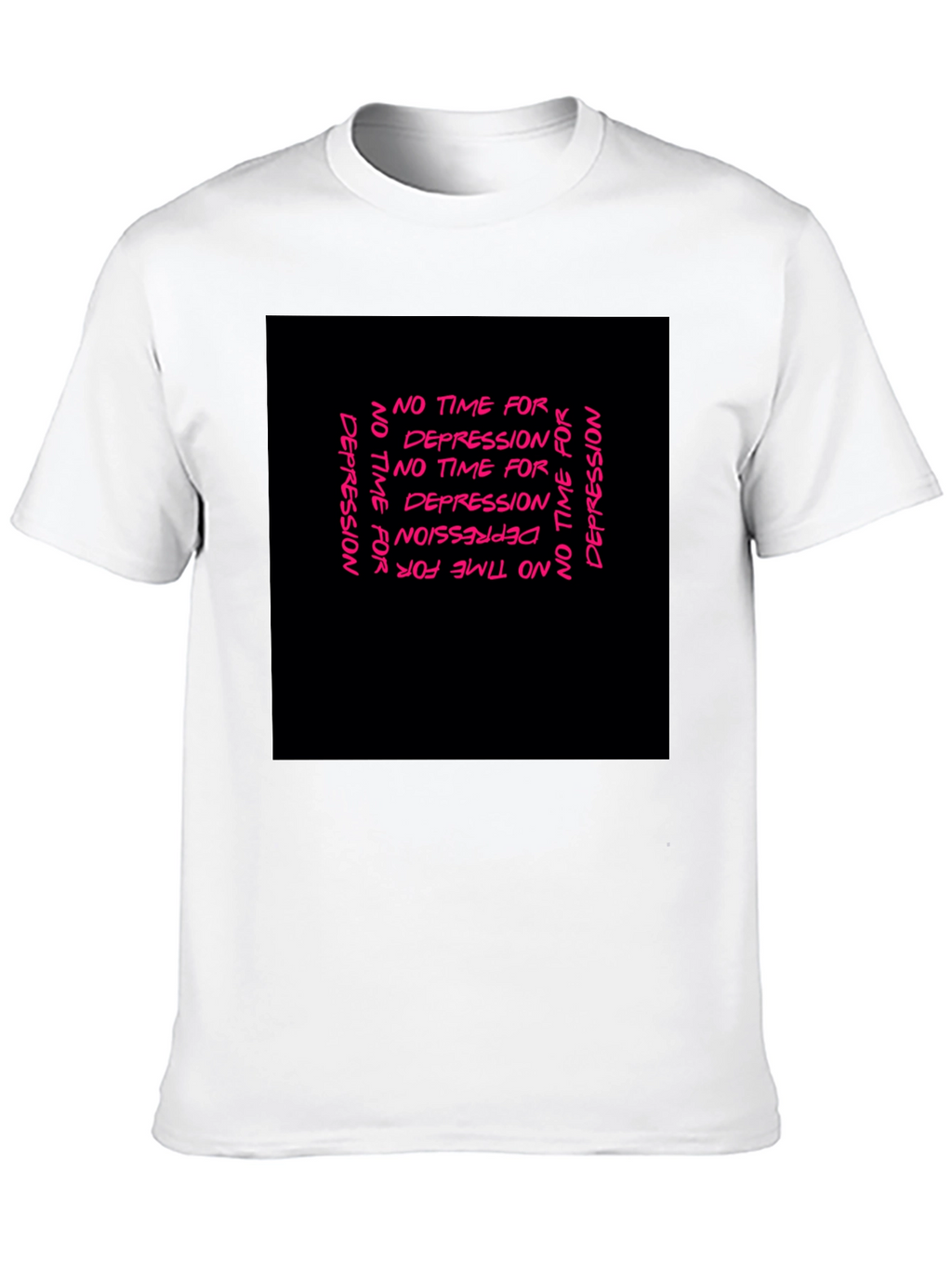 Edgy No Time For Depression Black Graphic T-Shirt