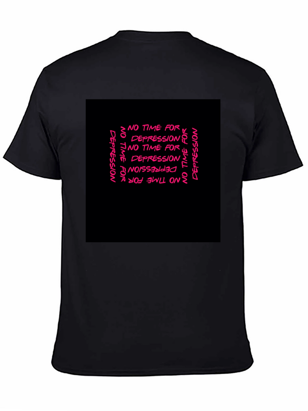 Edgy No Time For Depression Black Graphic T-Shirt