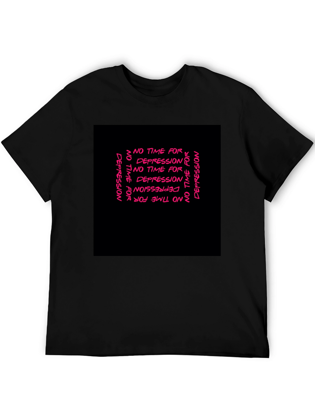 Edgy No Time For Depression Black Graphic T-Shirt