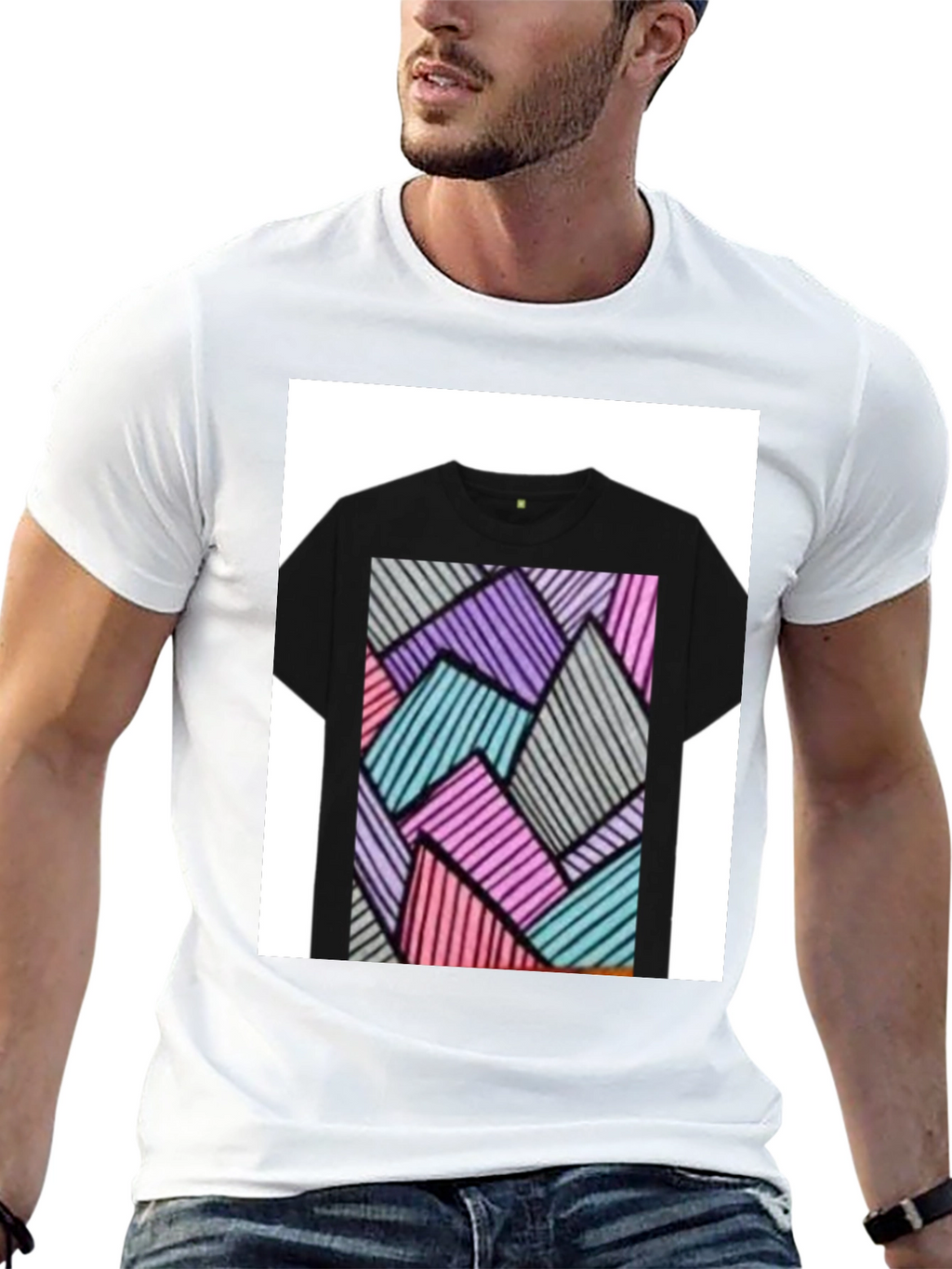 Abstract Geometric Black T-Shirt