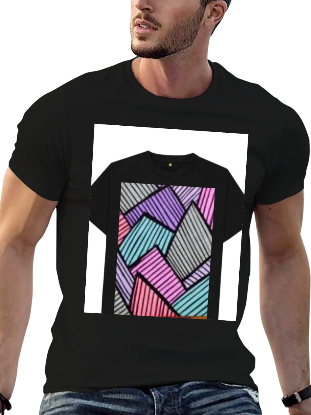 Abstract Geometric Black T-Shirt
