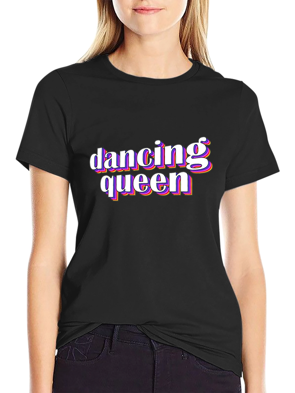 Dancing Queen Retro Graphic Tee - Black