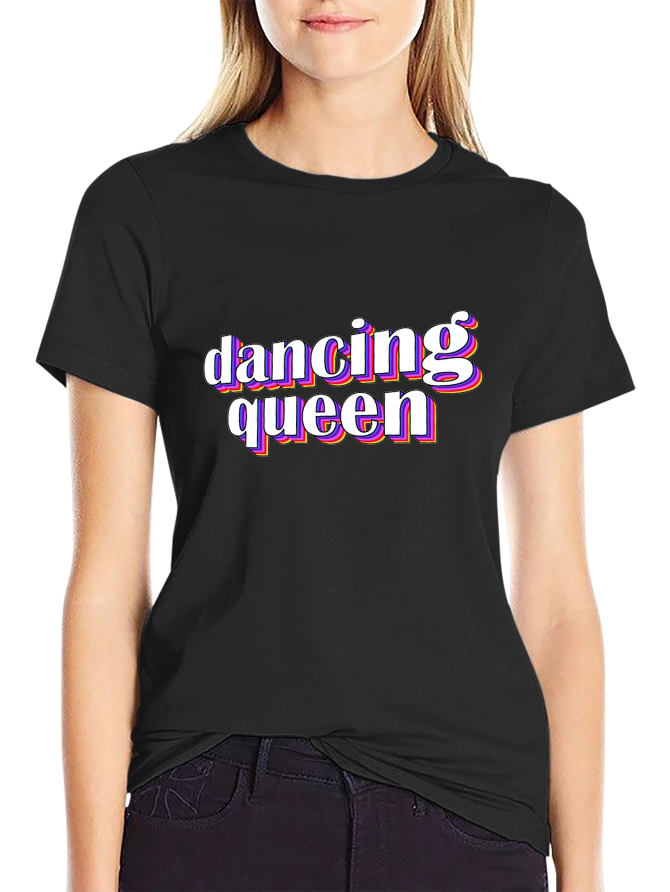 Dancing Queen Retro Graphic Tee - Black
