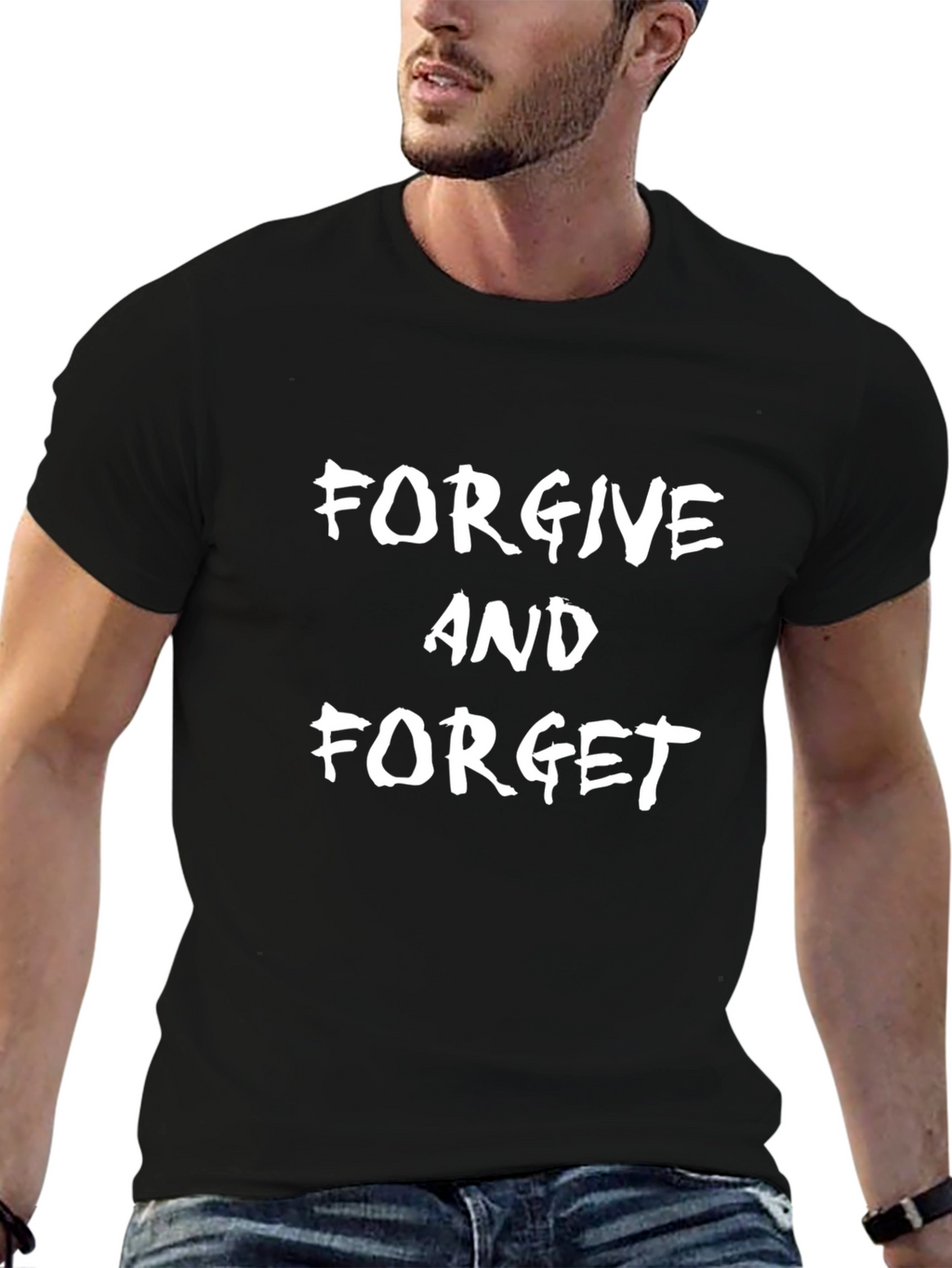 Forgive and Forget Black Graphic T-Shirt