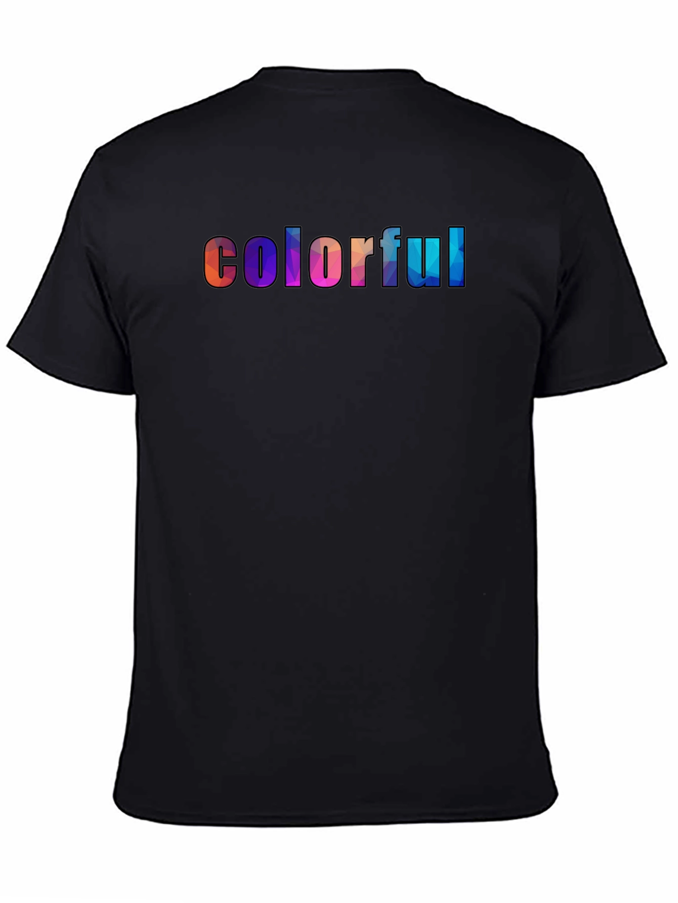Colorful Word Art Graphic Tee - Mens Black T-Shirt