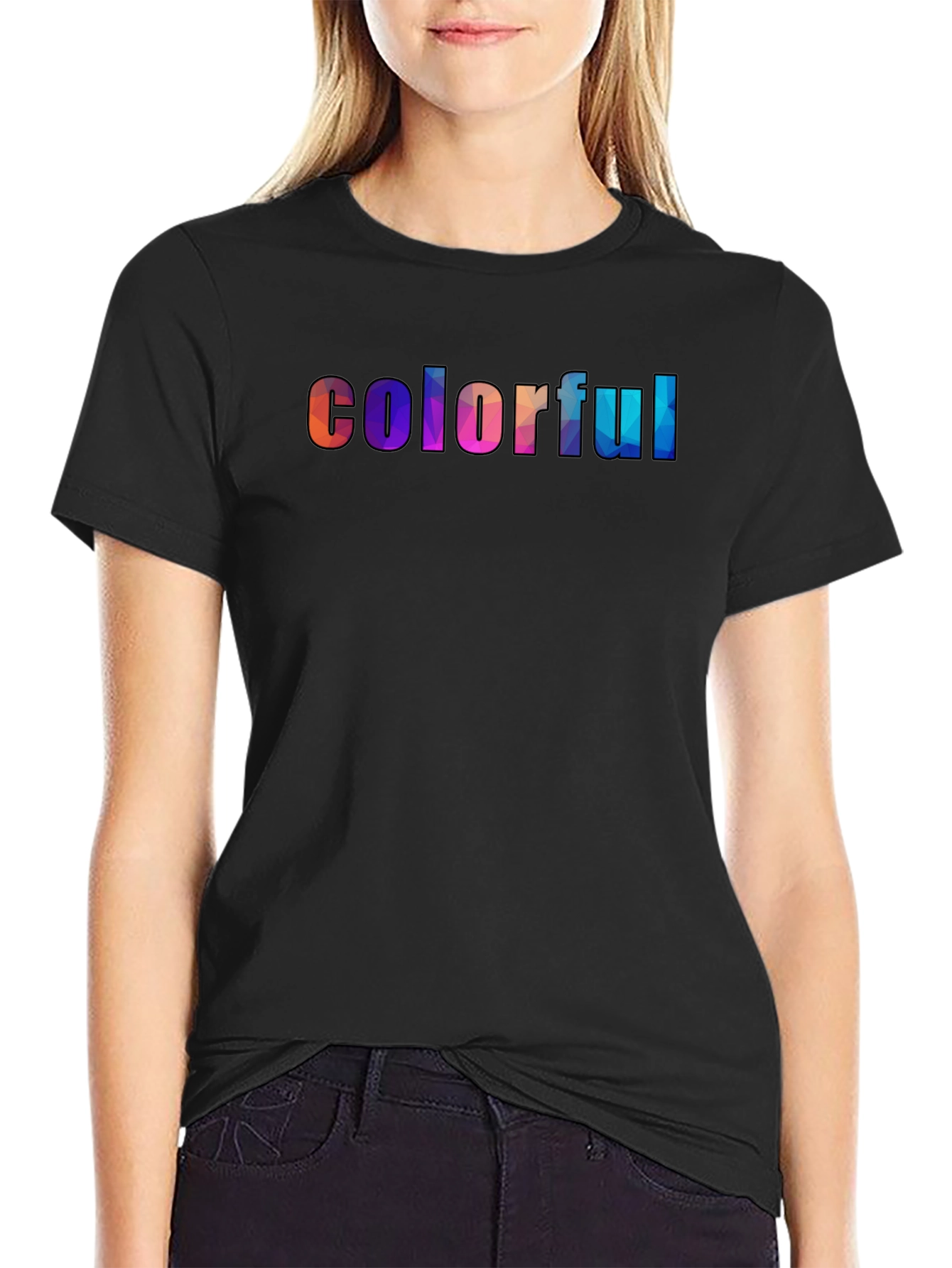 Colorful Word Art Graphic Tee - Mens Black T-Shirt