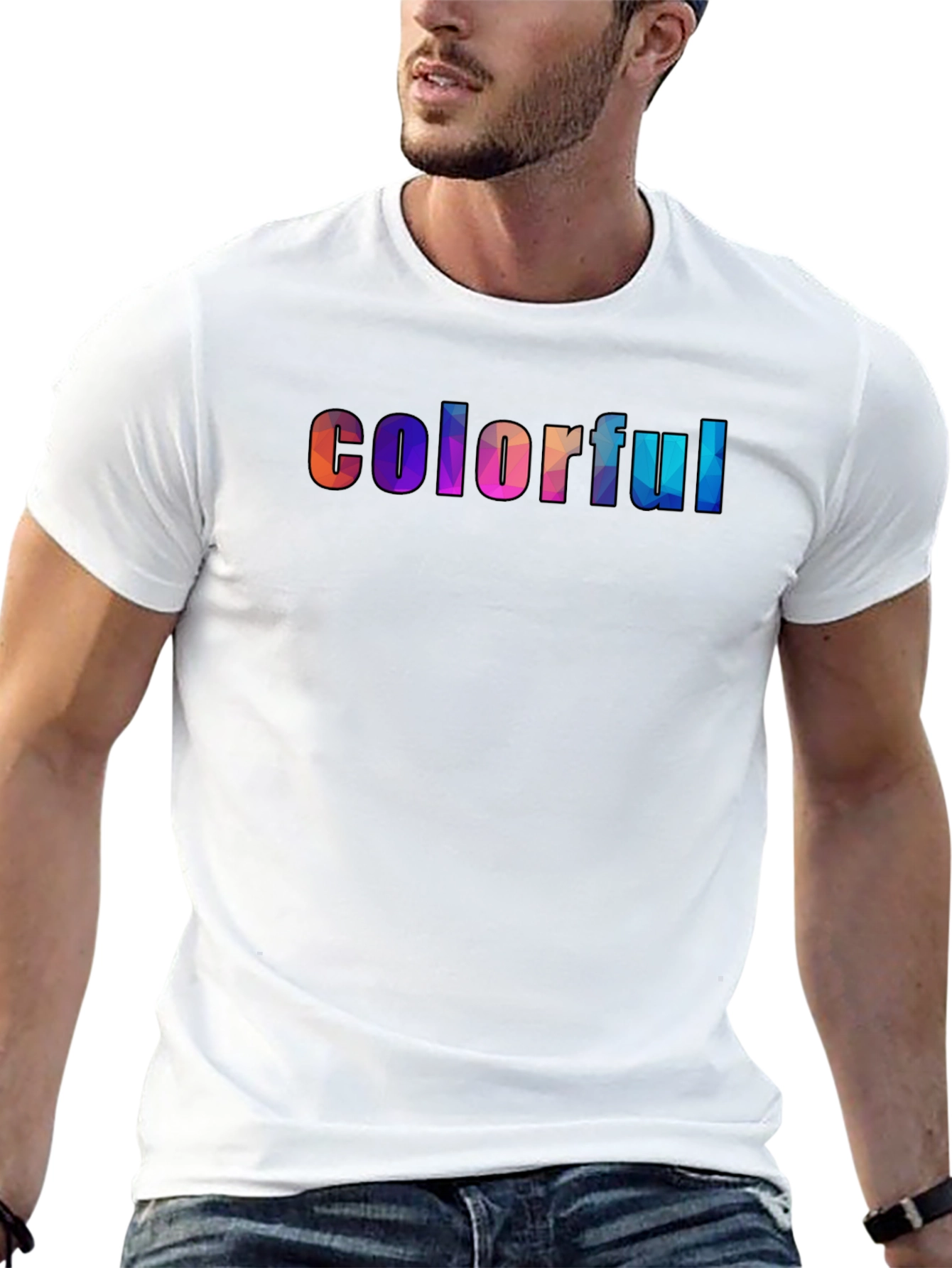 Colorful Word Art Graphic Tee - Mens Black T-Shirt