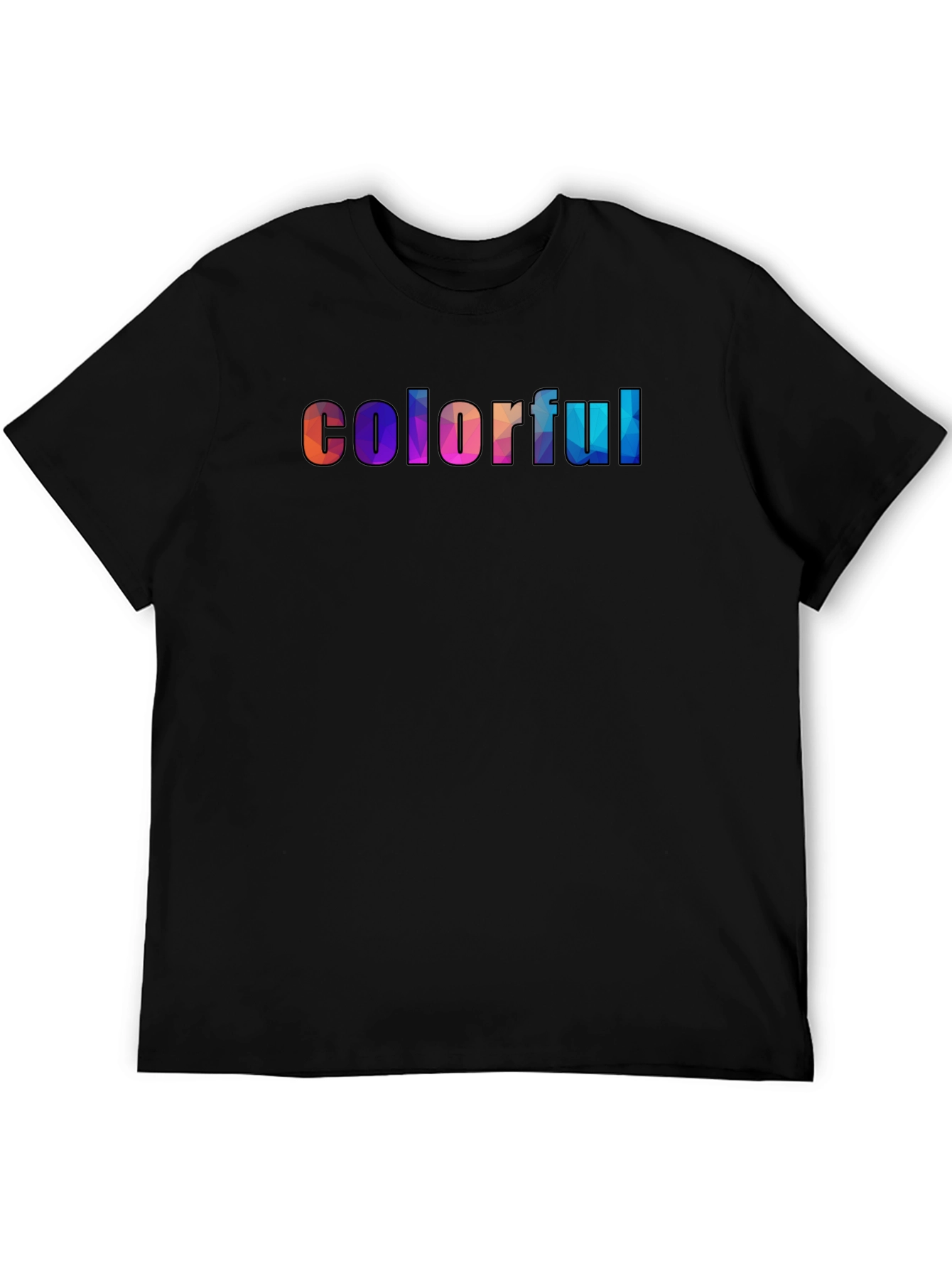 Colorful Word Art Graphic Tee - Mens Black T-Shirt
