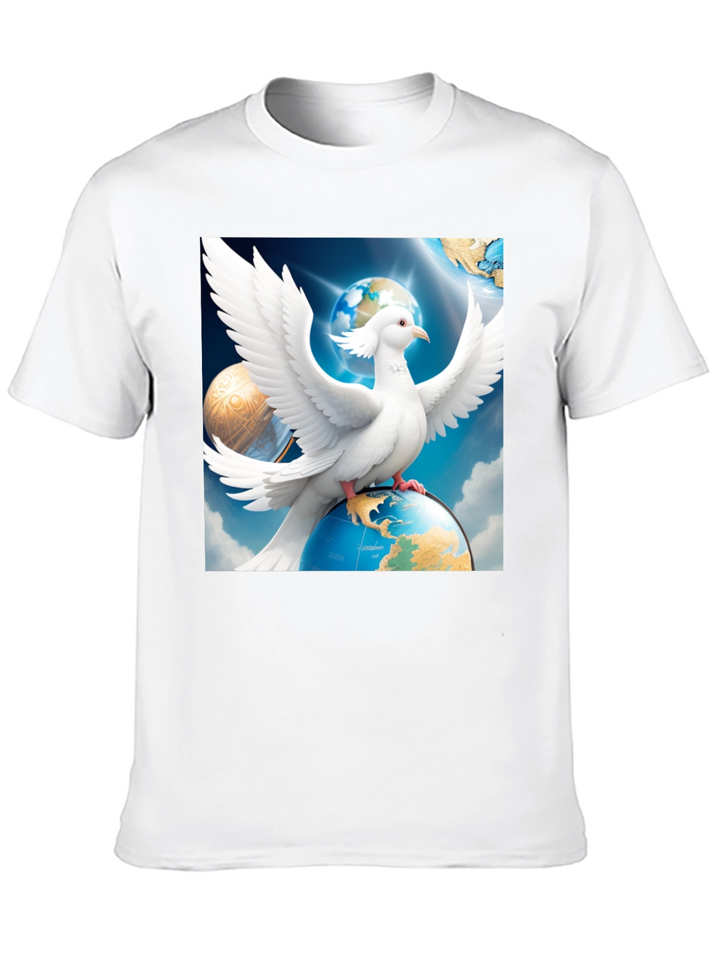 Dove Peace Globe Black T-Shirt