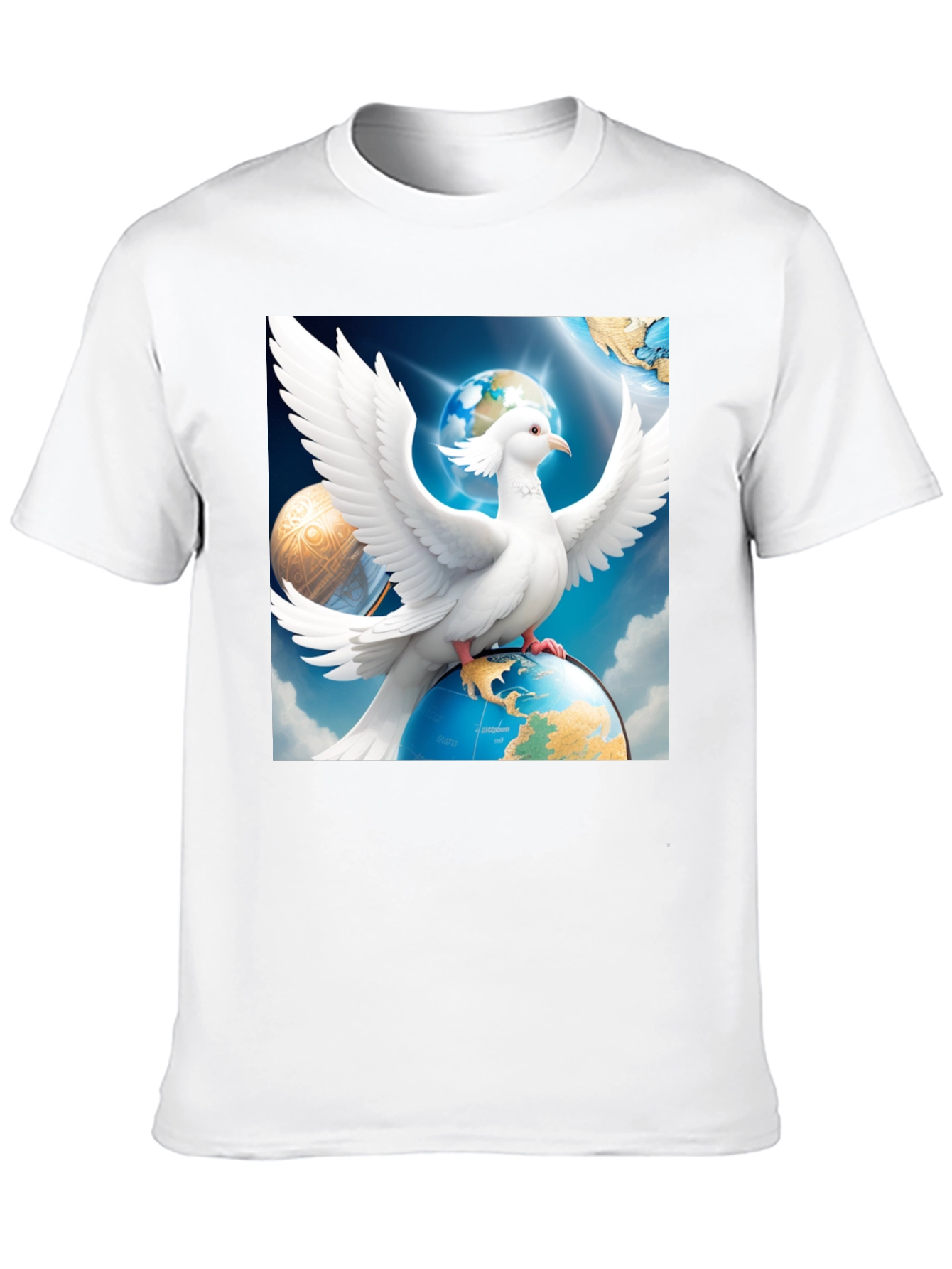 Dove Peace Globe Black T-Shirt
