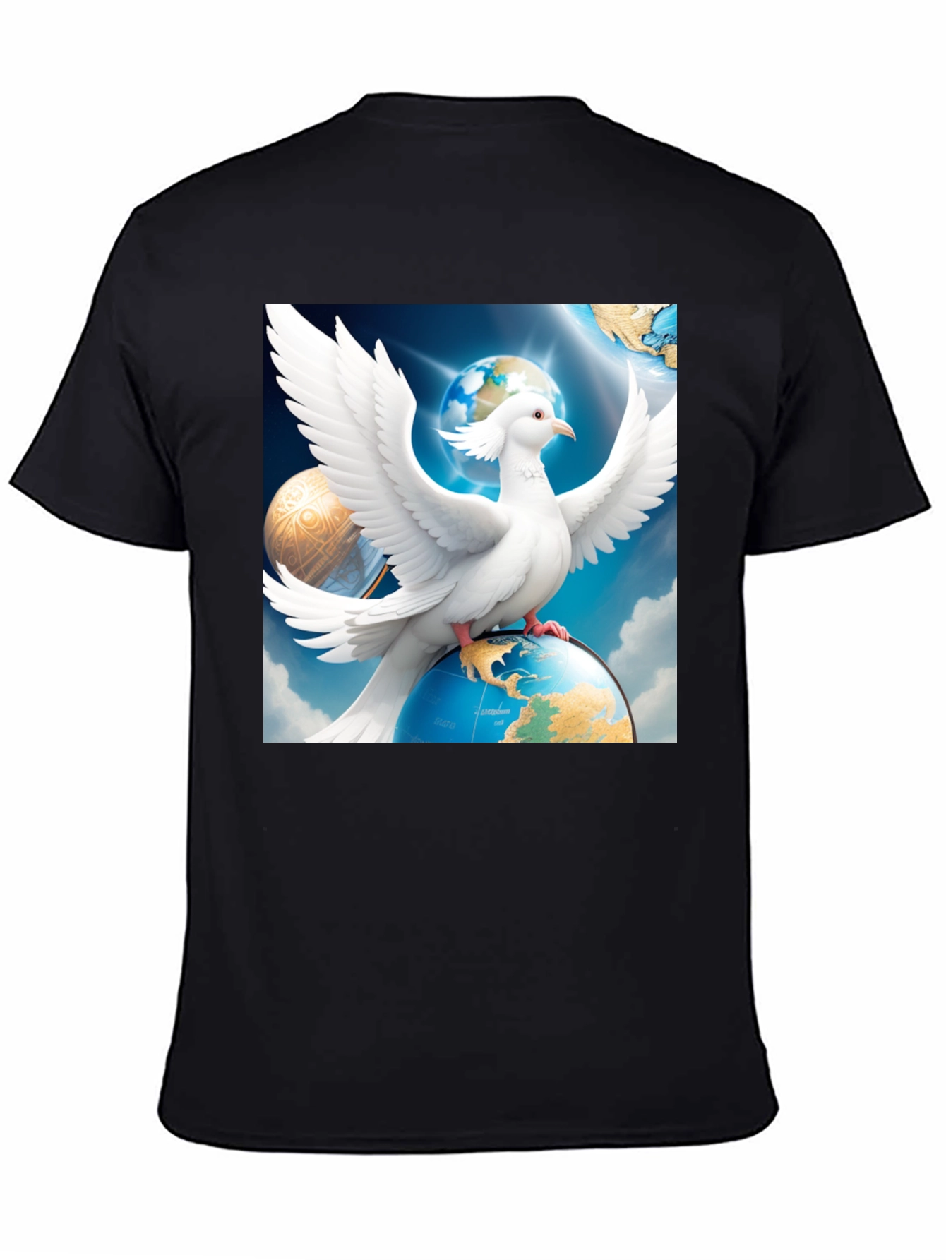 Dove Peace Globe Black T-Shirt