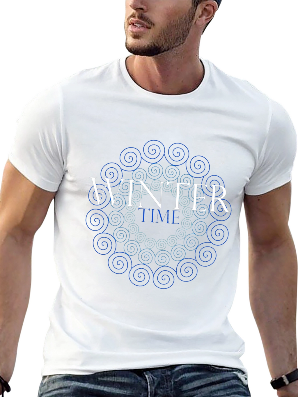 Winter Time Swirl Graphic Tee - Stylish Black T-Shirt