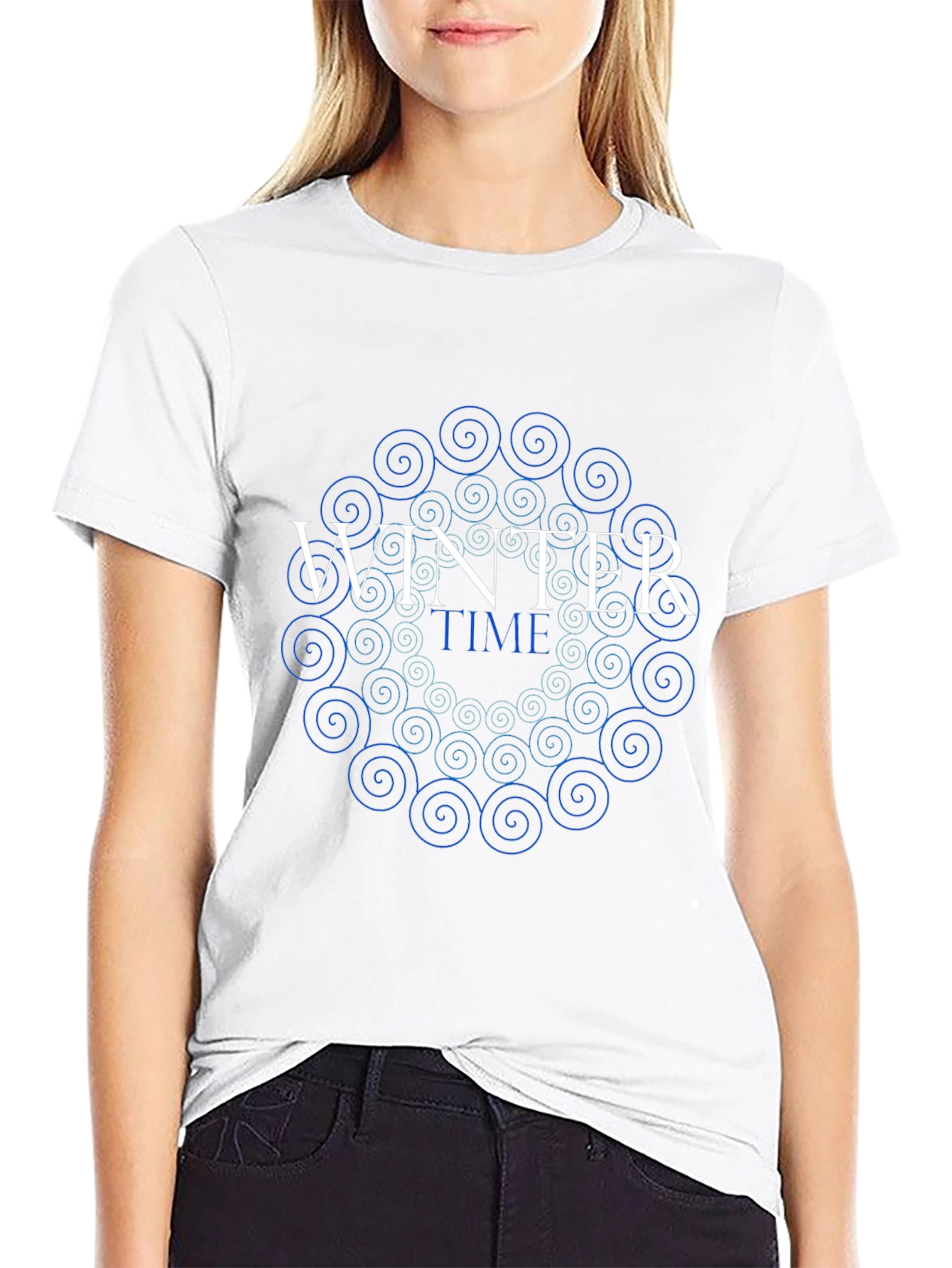 Winter Time Swirl Graphic Tee - Stylish Black T-Shirt
