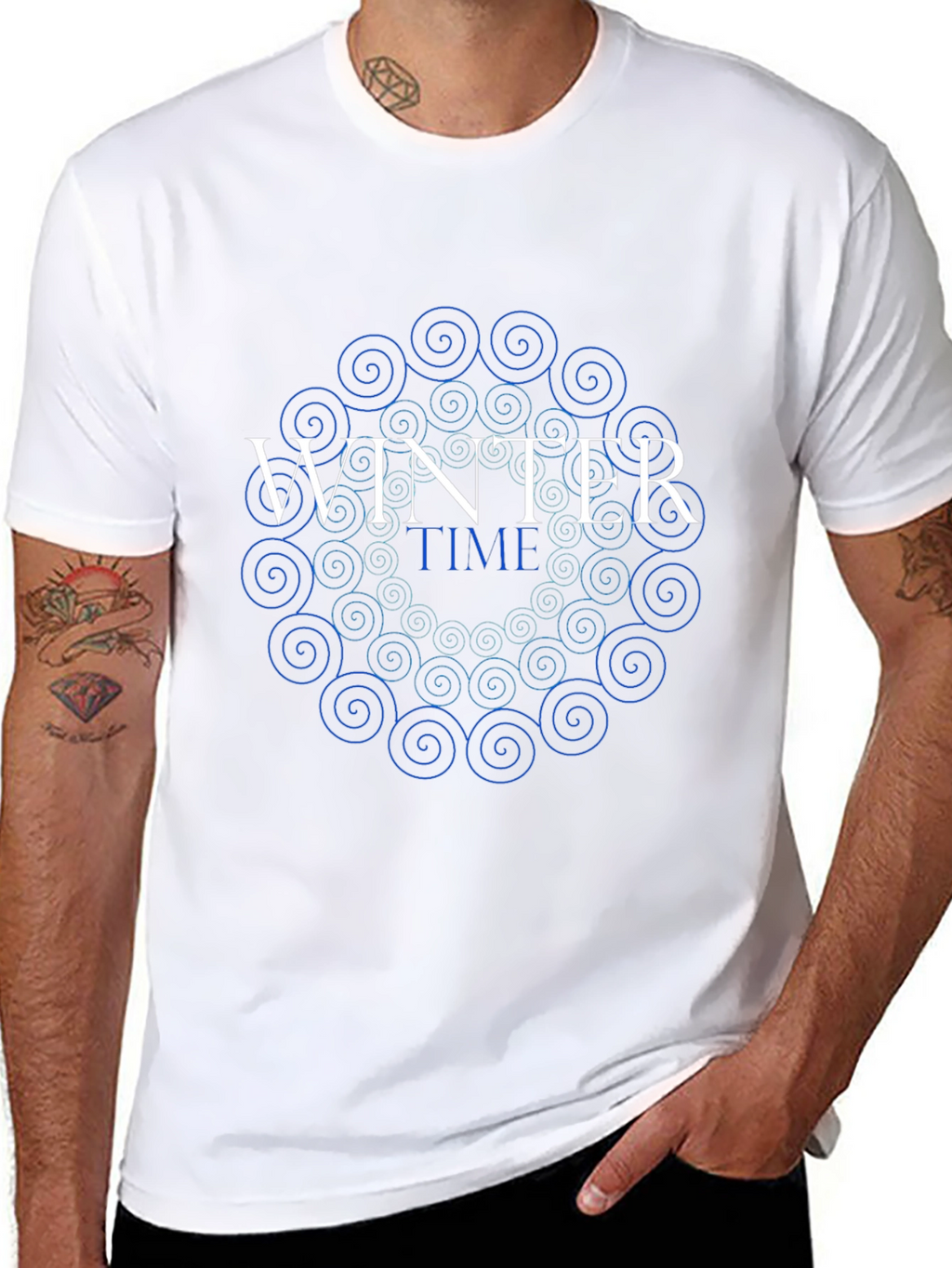Winter Time Swirl Graphic Tee - Stylish Black T-Shirt
