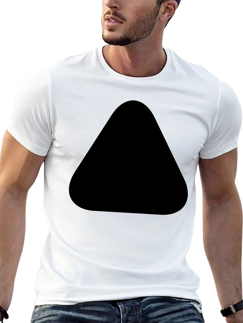 Mens Black Tee with Unique Front Design