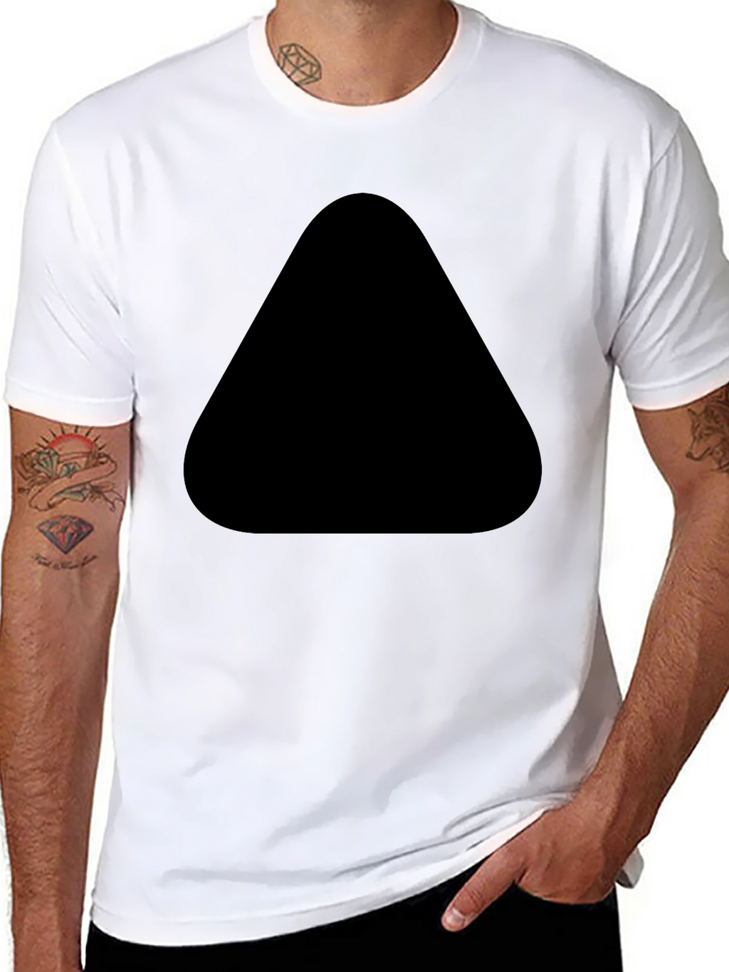 Mens Black Tee with Unique Front Design