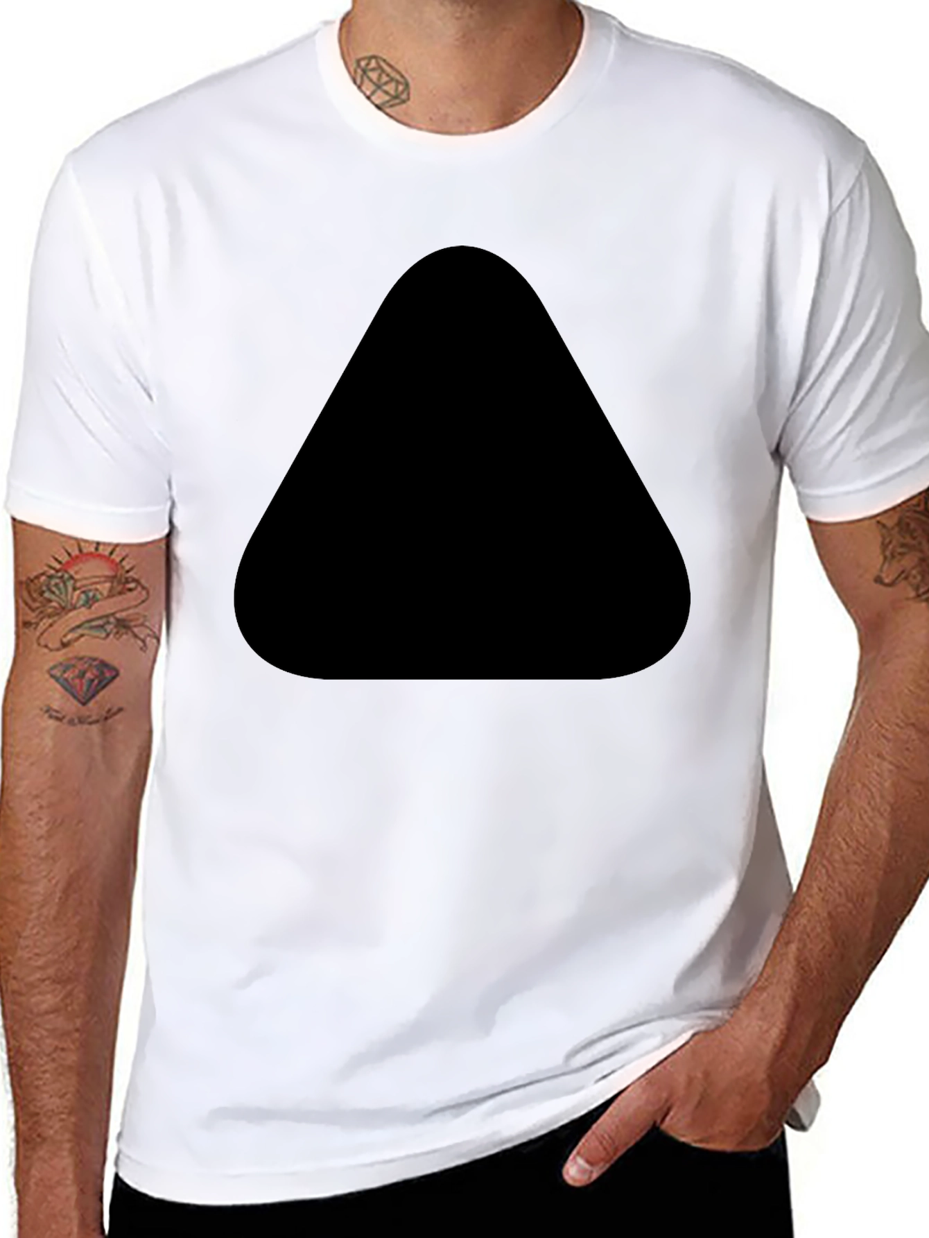 Mens Black Tee with Unique Front Design