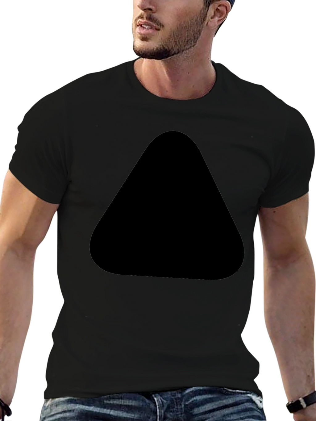 Mens Black Tee with Unique Front Design