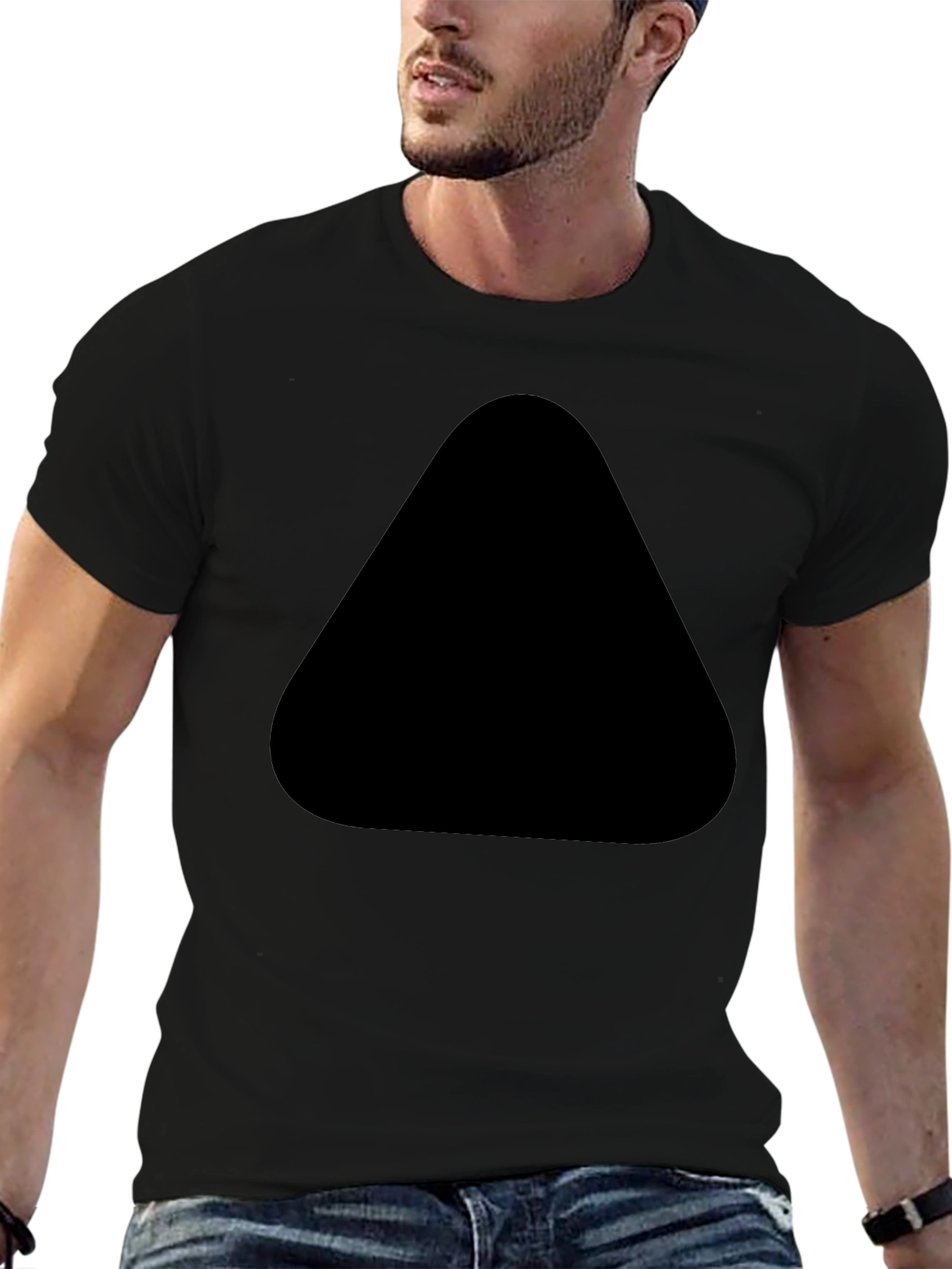 Mens Black Tee with Unique Front Design