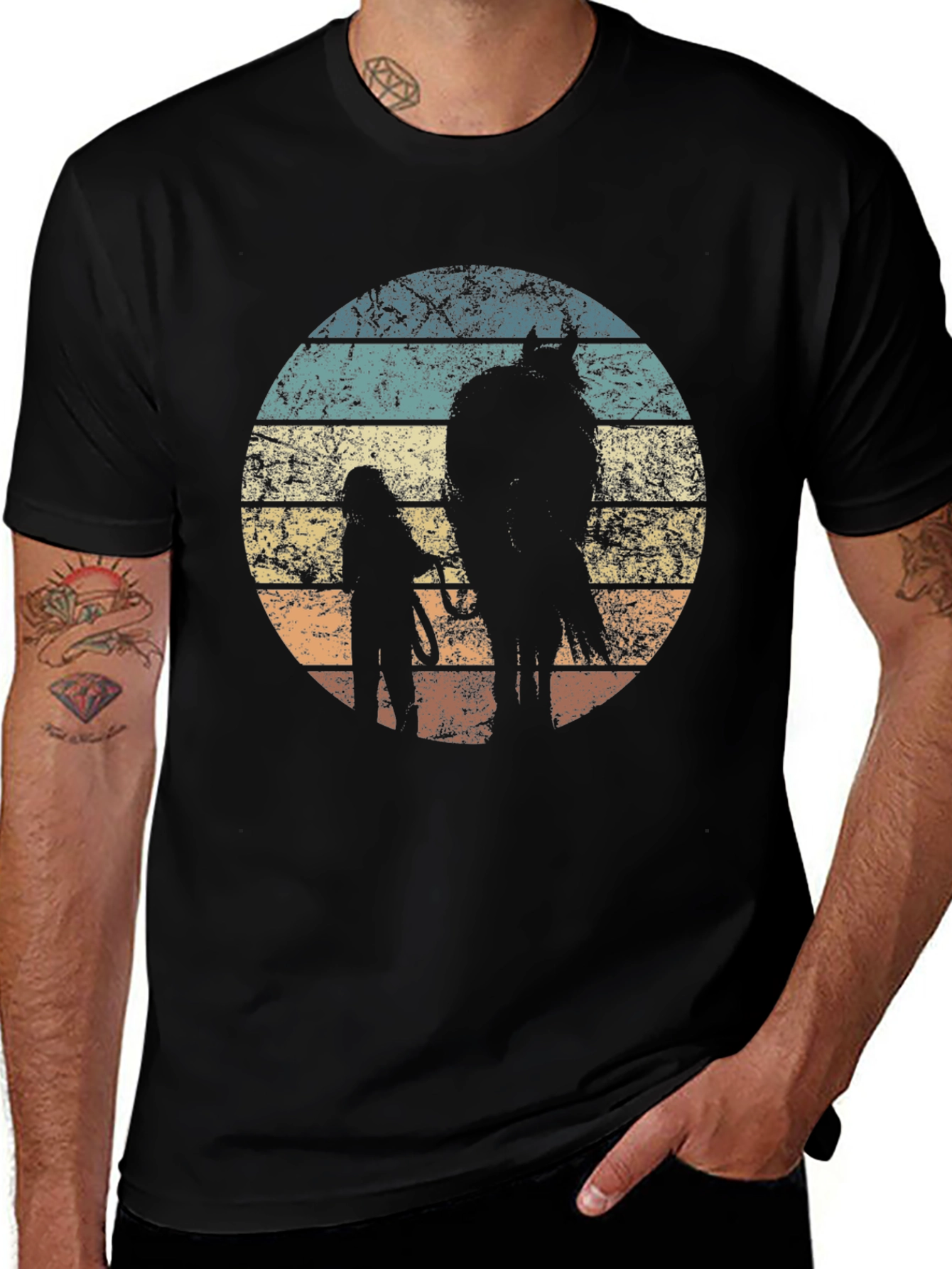 Vintage Horse Lover T-Shirt Equestrian Silhouette Tee