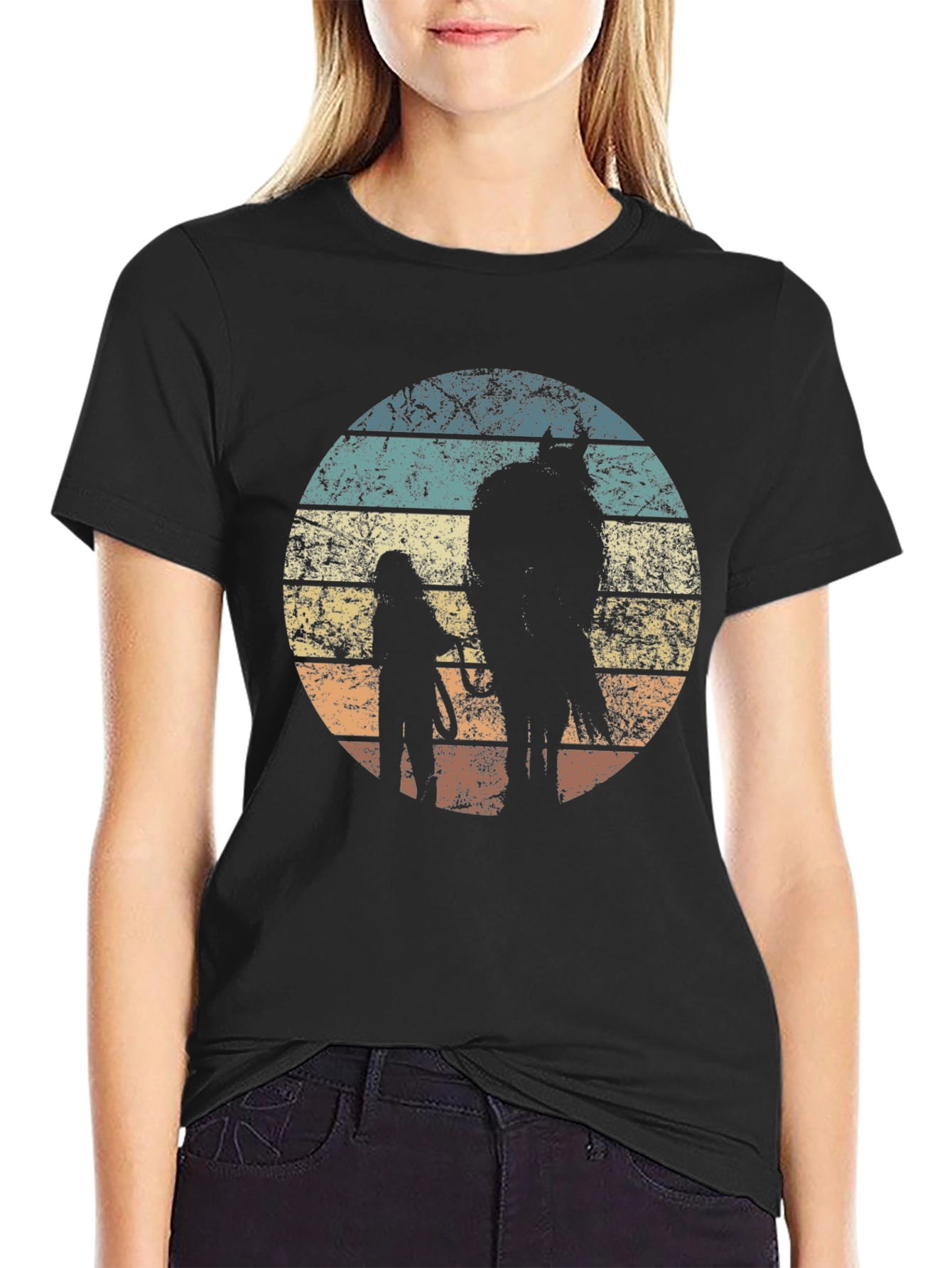Vintage Horse Lover T-Shirt Equestrian Silhouette Tee