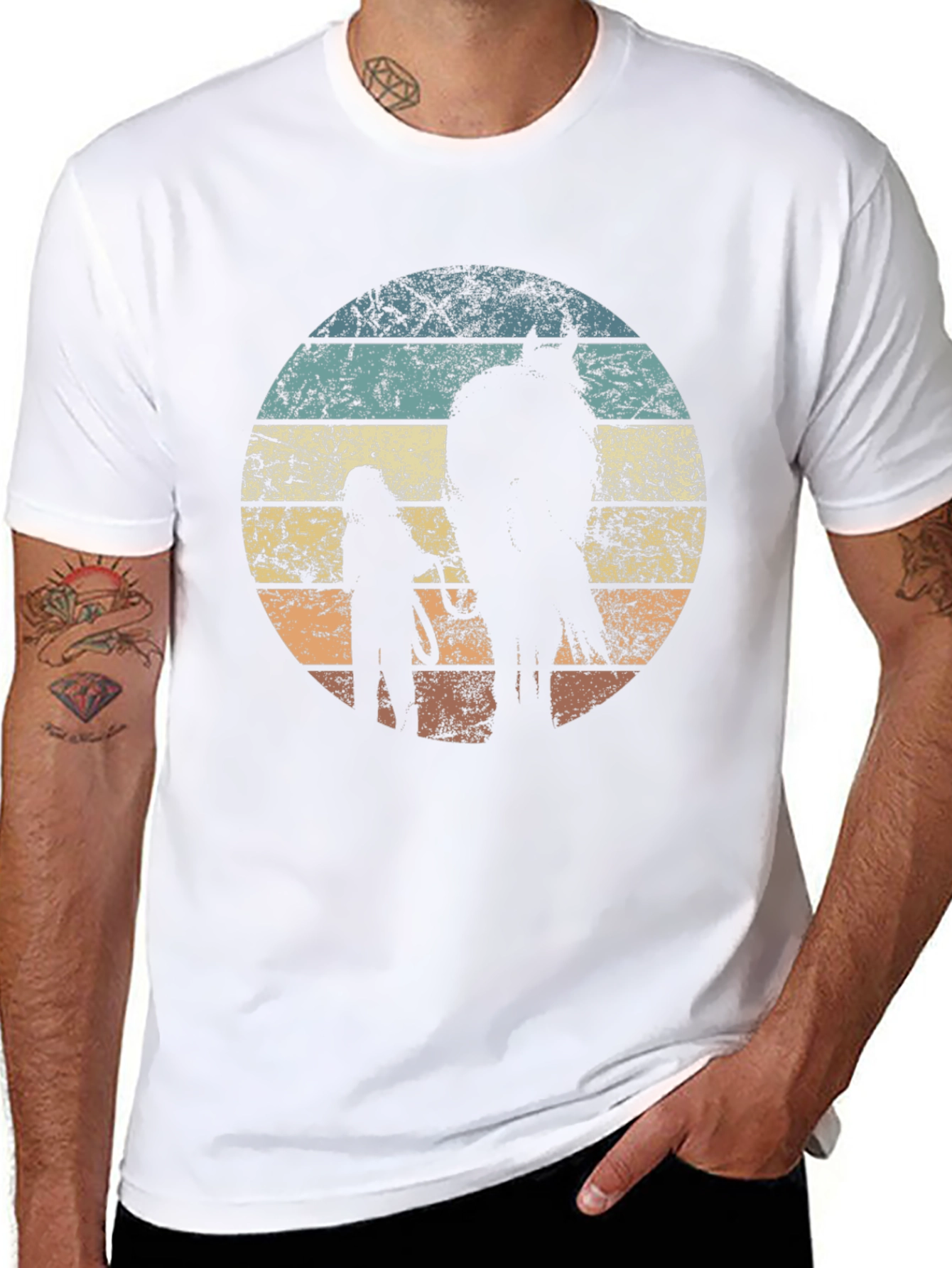 Vintage Horse Lover T-Shirt Equestrian Silhouette Tee
