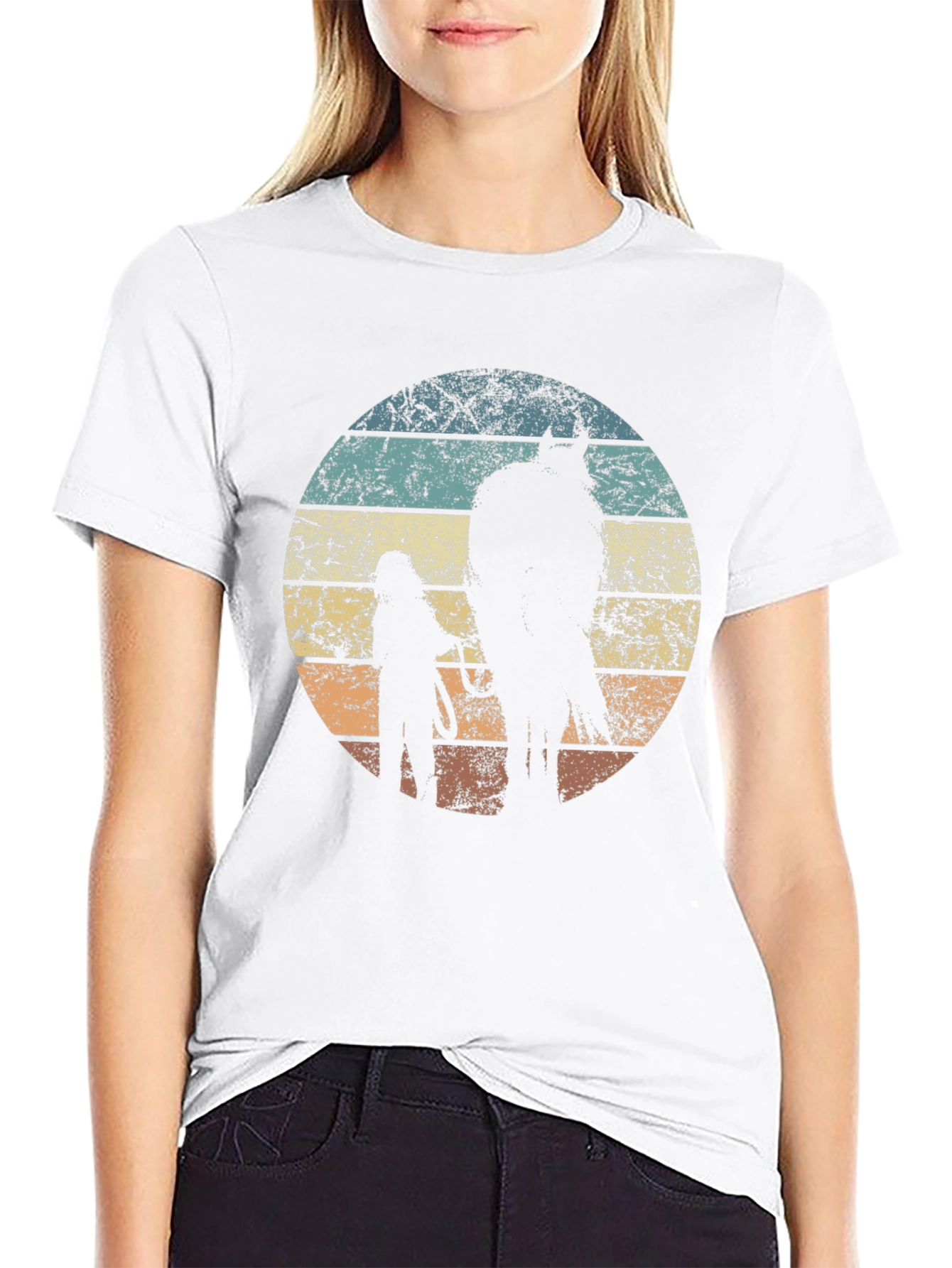 Vintage Horse Lover T-Shirt Equestrian Silhouette Tee