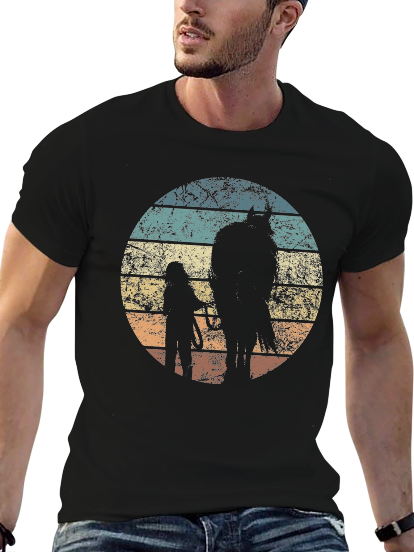 Vintage Horse Lover T-Shirt Equestrian Silhouette Tee