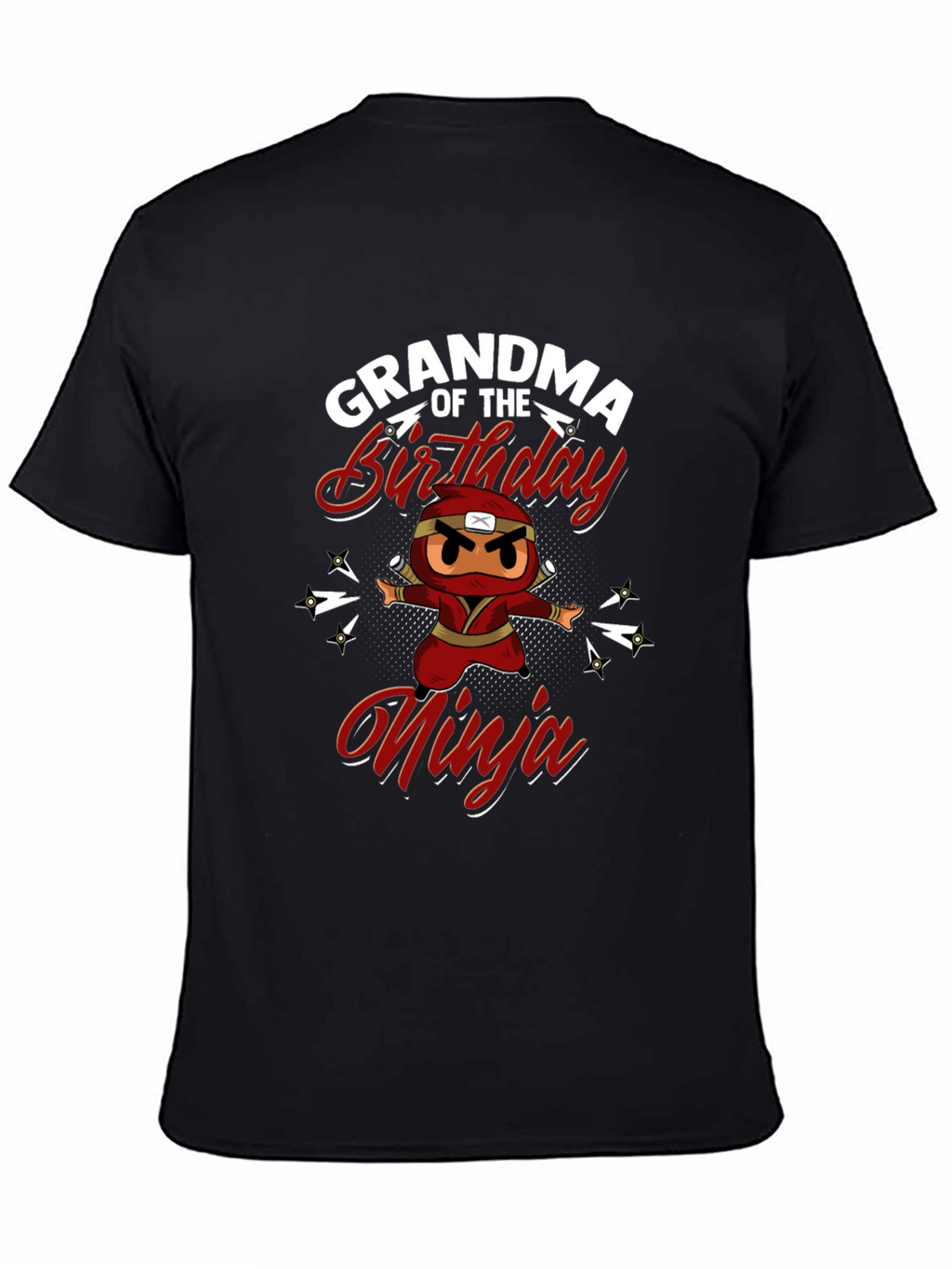 Grandma of the Birthday Ninja Black T-Shirt