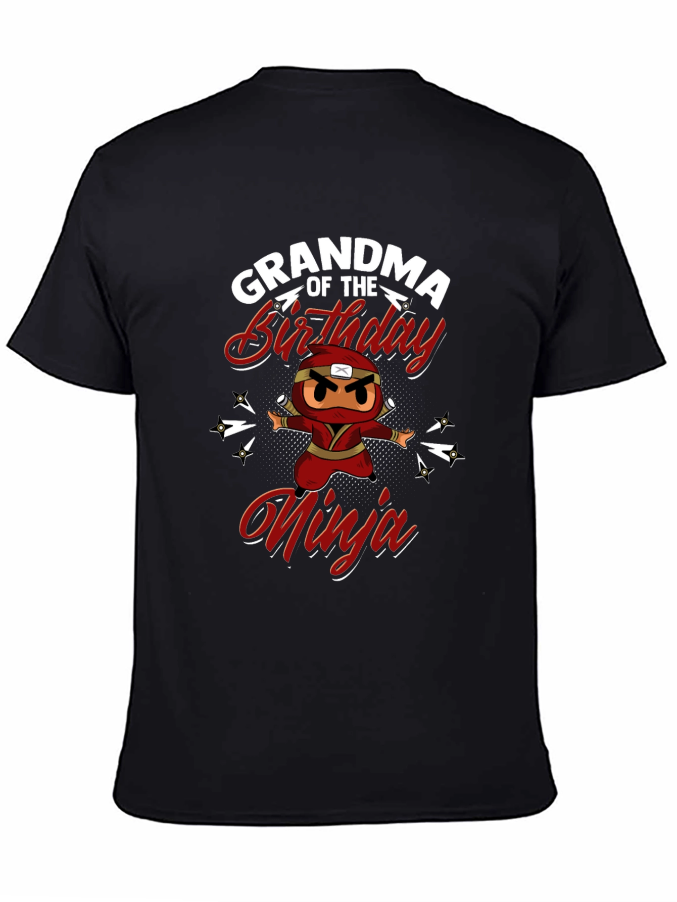 Grandma of the Birthday Ninja Black T-Shirt