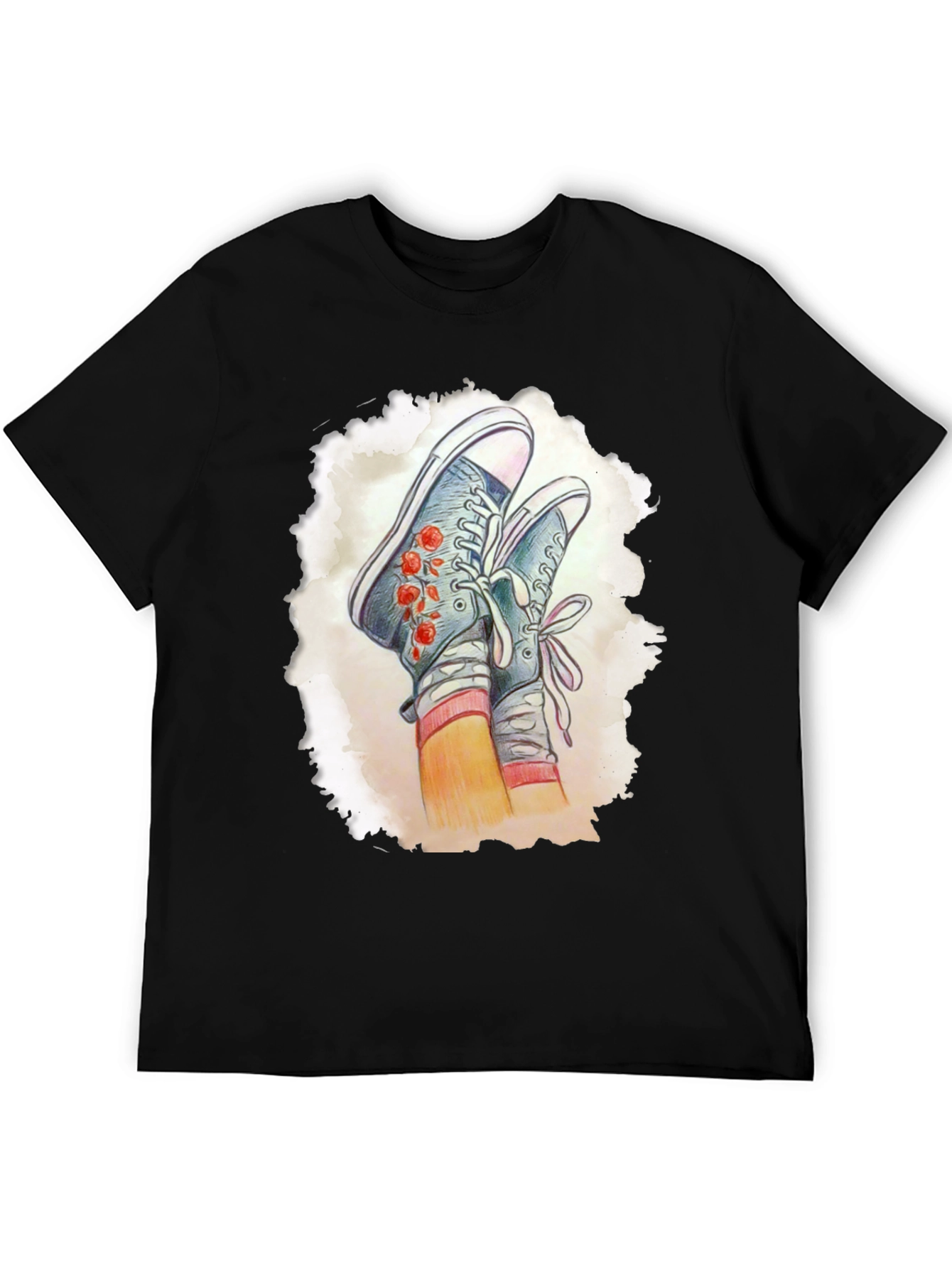 Floral Sneaker Graphic Tee - Casual Style