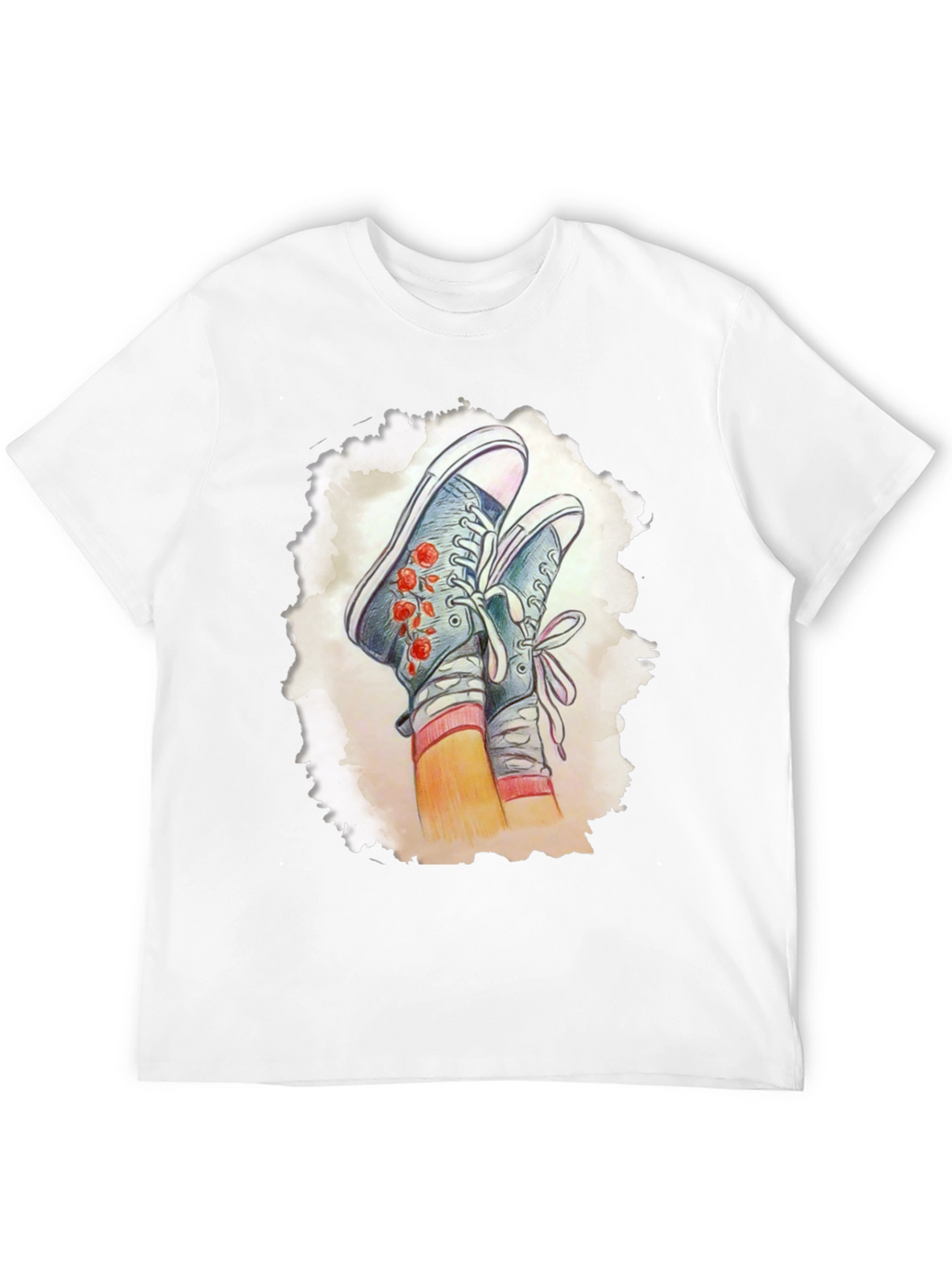 Floral Sneaker Graphic Tee - Casual Style