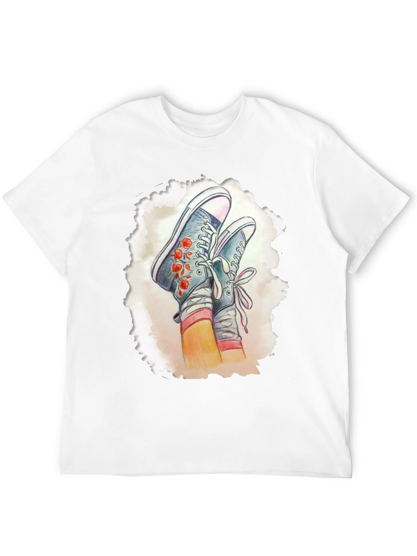 Floral Sneaker Graphic Tee - Casual Style