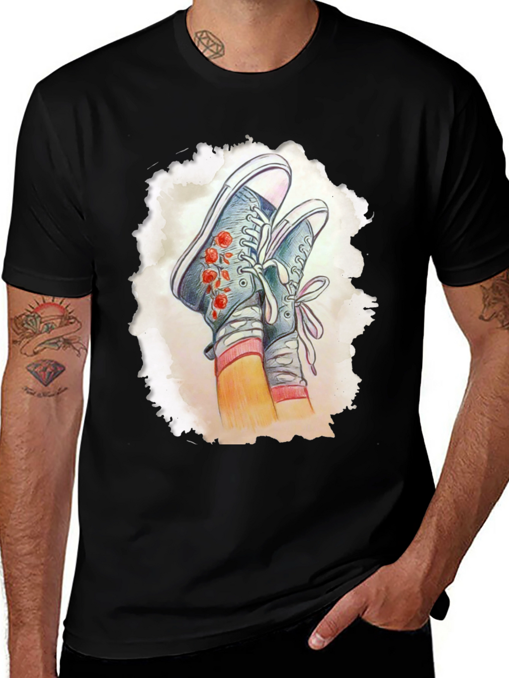 Floral Sneaker Graphic Tee - Casual Style