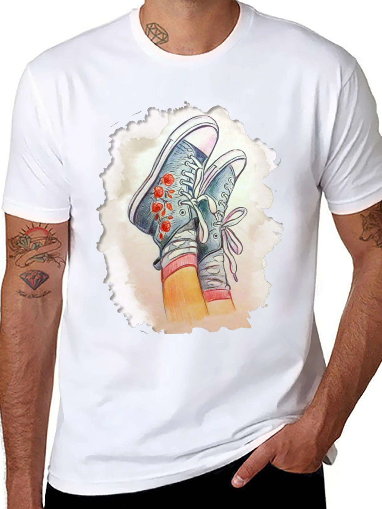 Floral Sneaker Graphic Tee - Casual Style