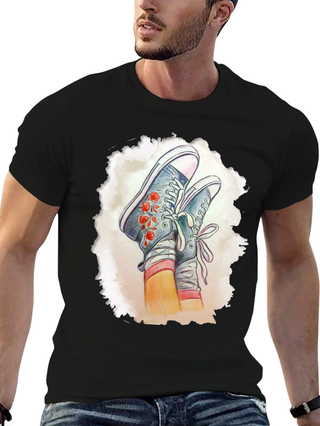 Floral Sneaker Graphic Tee - Casual Style