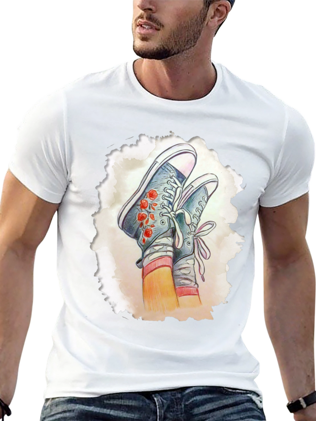 Floral Sneaker Graphic Tee - Casual Style