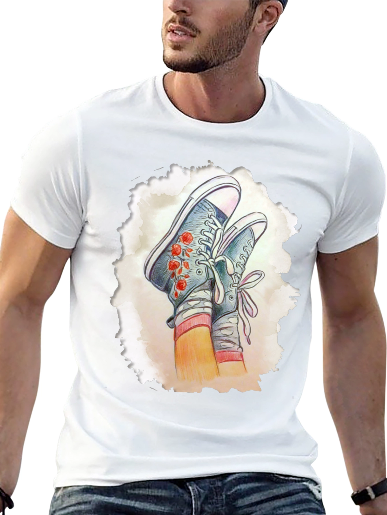 Floral Sneaker Graphic Tee - Casual Style
