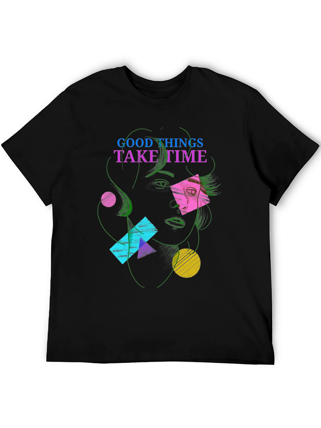 Abstract Face Graphic Tee - Good Things Take Time