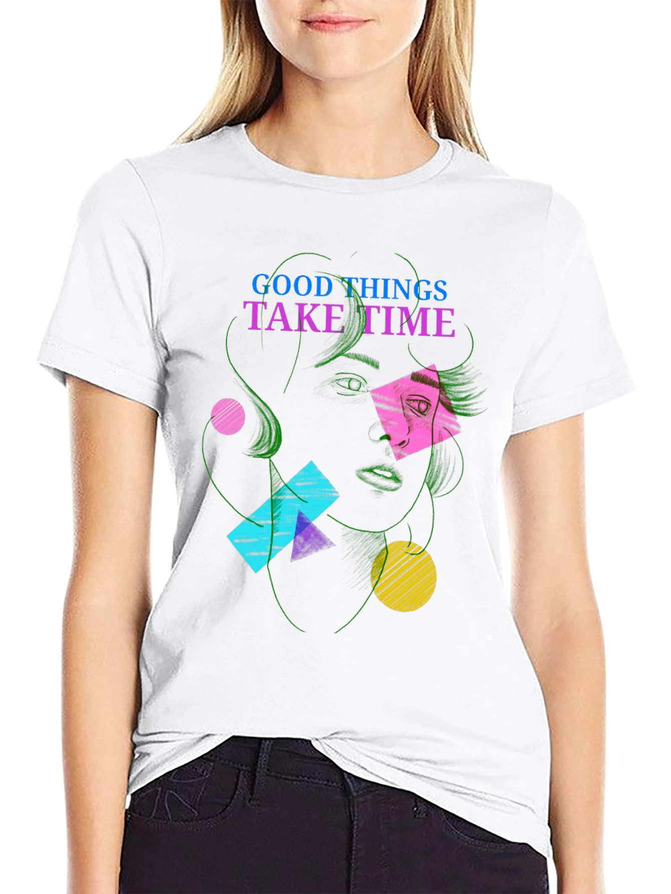 Abstract Face Graphic Tee - Good Things Take Time