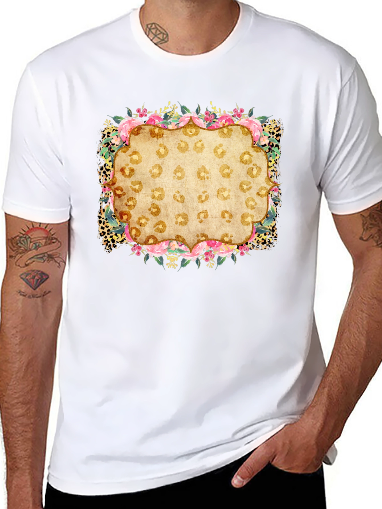 Floral Leopard Print Graphic Tee