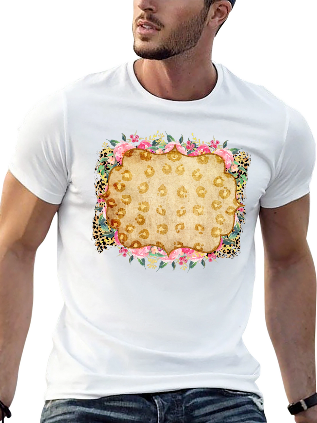 Floral Leopard Print Graphic Tee