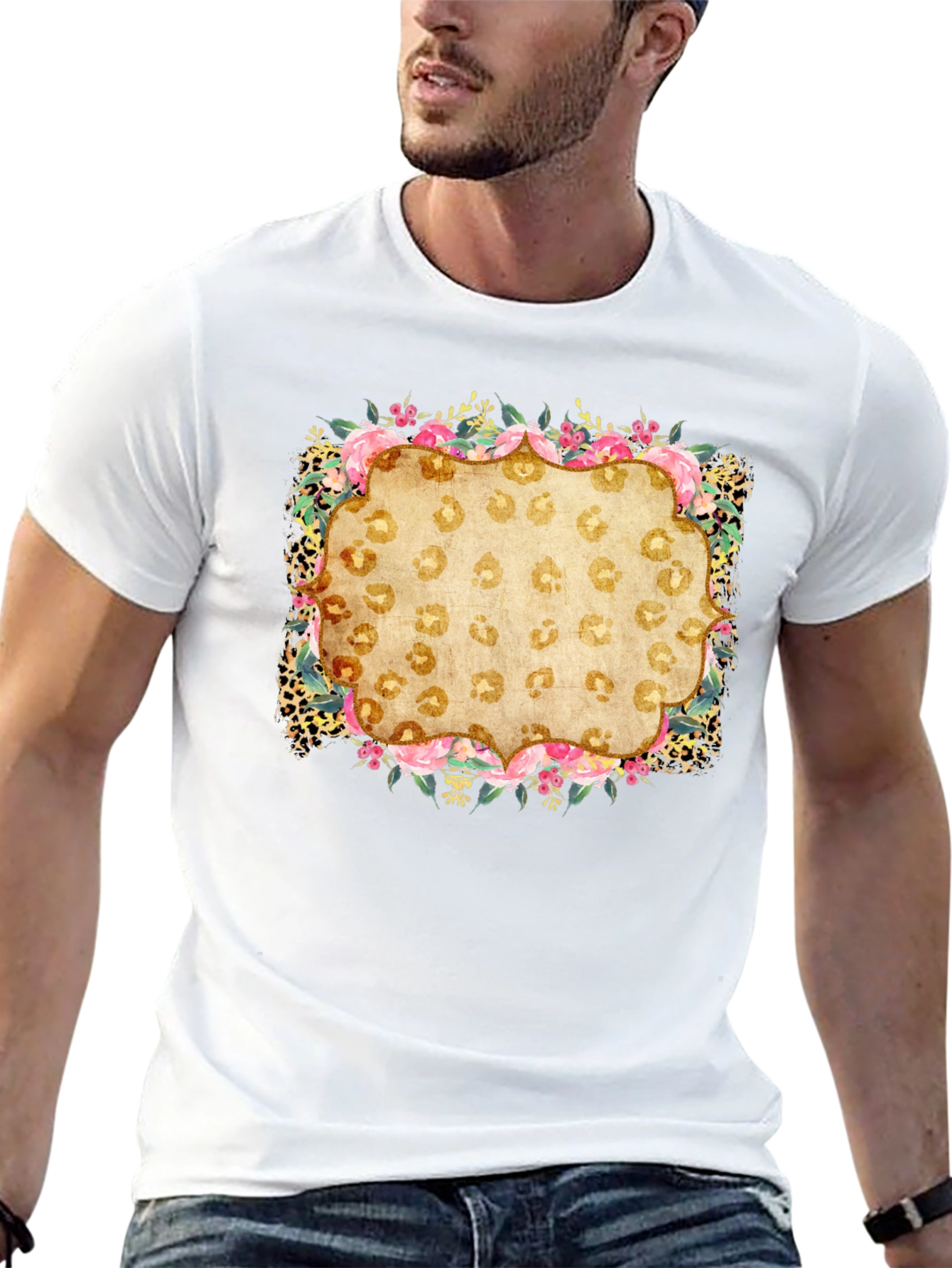 Floral Leopard Print Graphic Tee