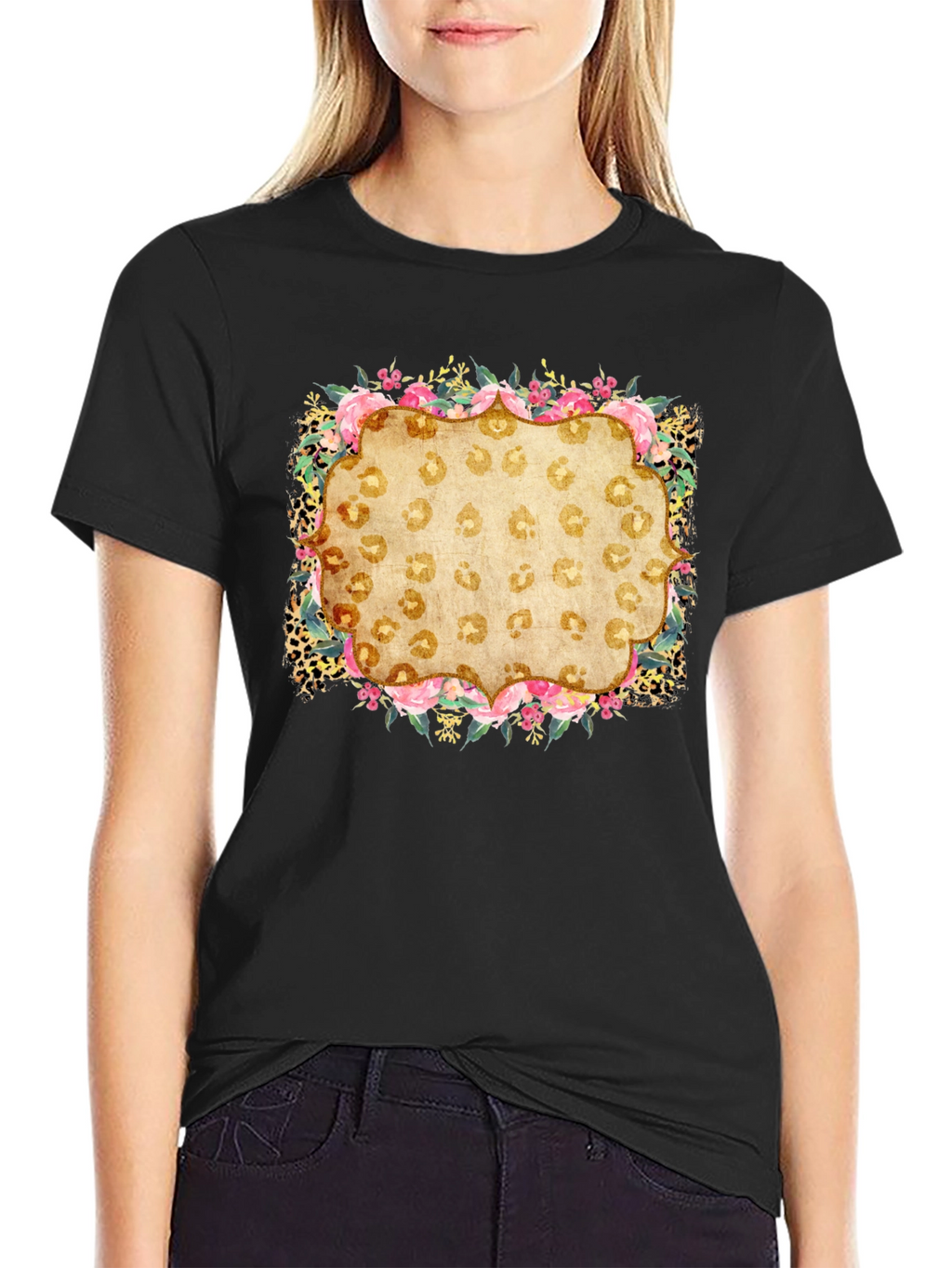 Floral Leopard Print Graphic Tee
